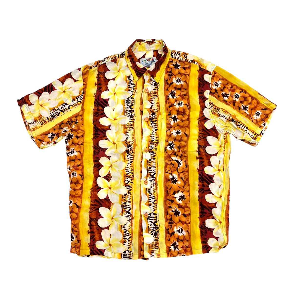 80s Rare Vintage Jams World Hawaiian Button Up Floral Shirt