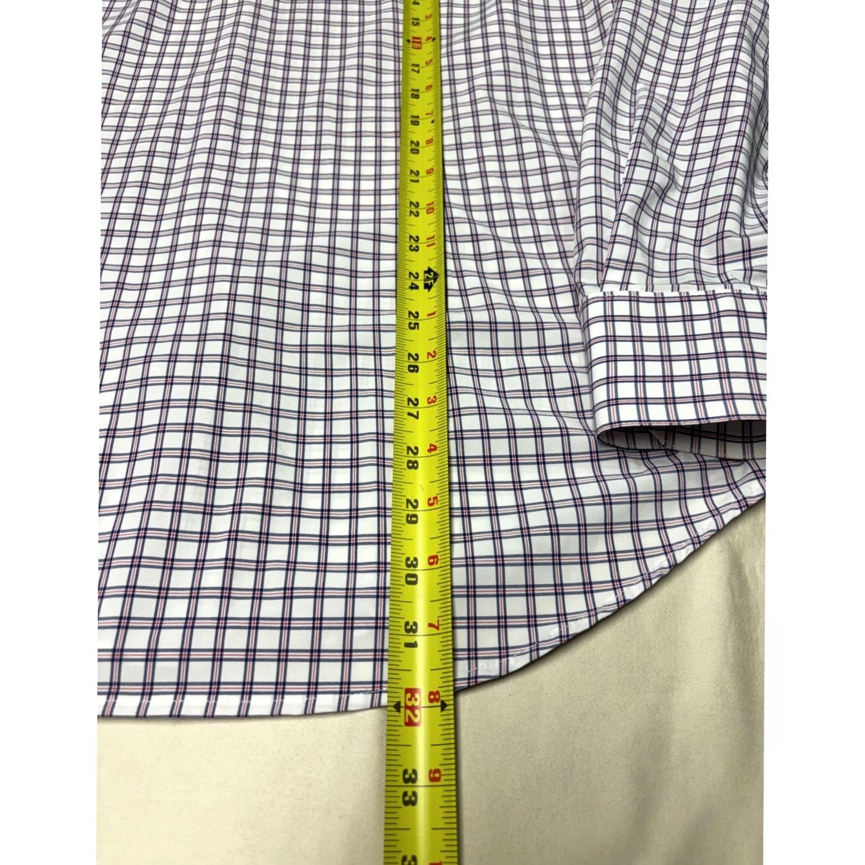 Mizzen+Main Mizzen + Main Dress Shirt Mens L Trim Fit Check Multicolor White Red Pattern Shirt Size 42R - 7 Thumbnail