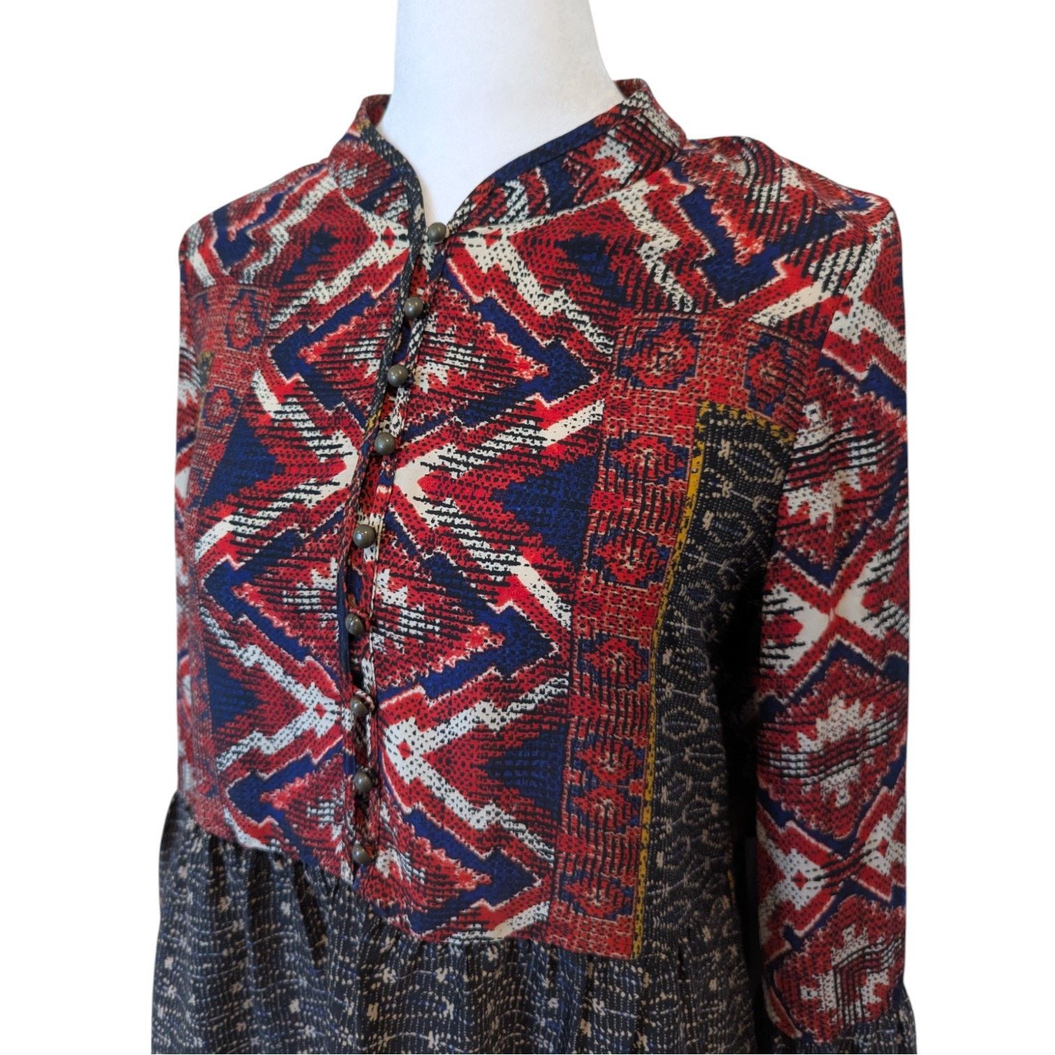 Anthropologie Anthro Konrad + Joseph Red Zydeco Peasant Silky Tunic Small Size S / US 4 / IT 40 - 3 Thumbnail