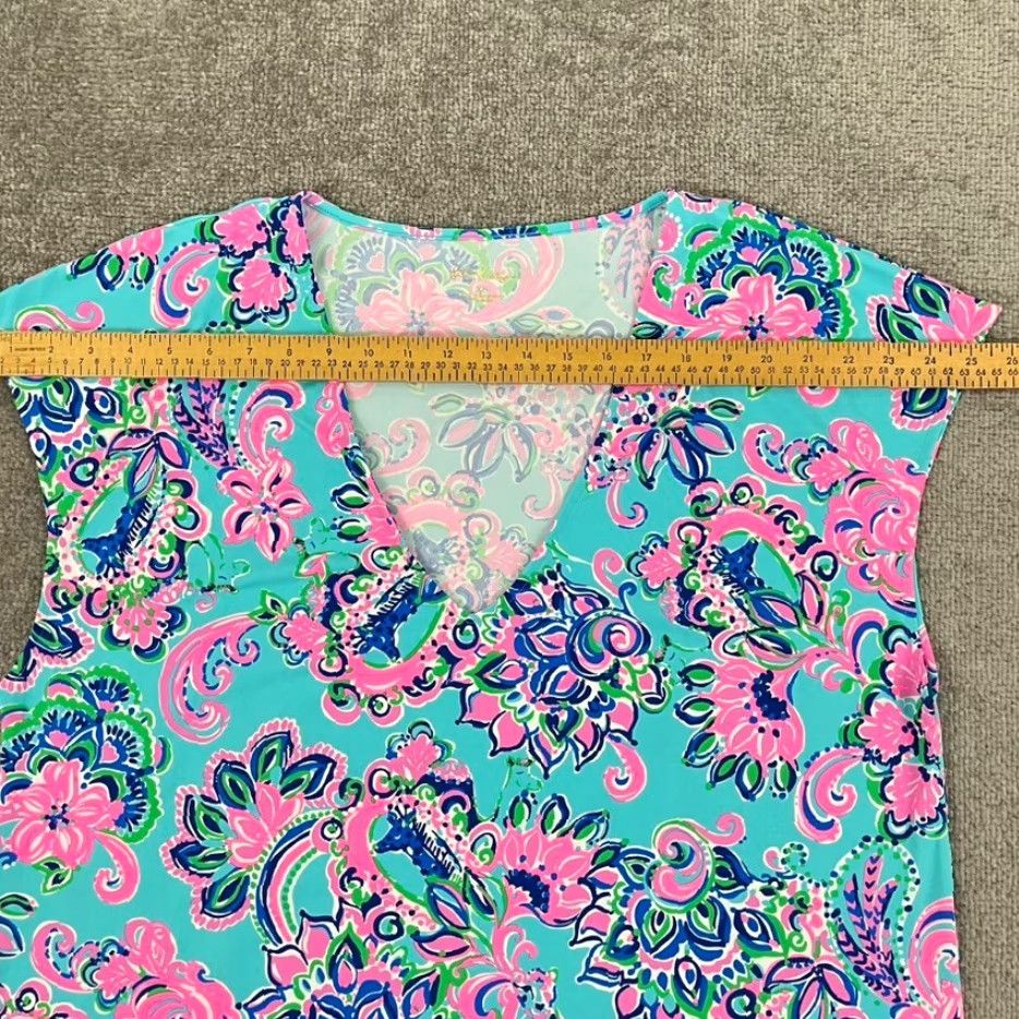 Lilly Pulitzer VINTAGE Lilly Pulitzer Cover Up Shirt Womens XL Floral Sleeveless Tunic Blue Pink Summer Casual Beach Size XL / US 12-14 / IT 48-50 - 5 Thumbnail
