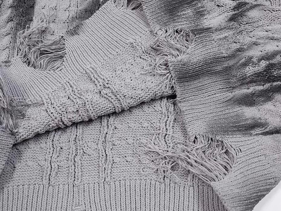 Japanese Brand × Vintage Grunge Frayed Pullover Hole Retro Sweater Size US L / EU 52-54 / 3 - 7 Thumbnail