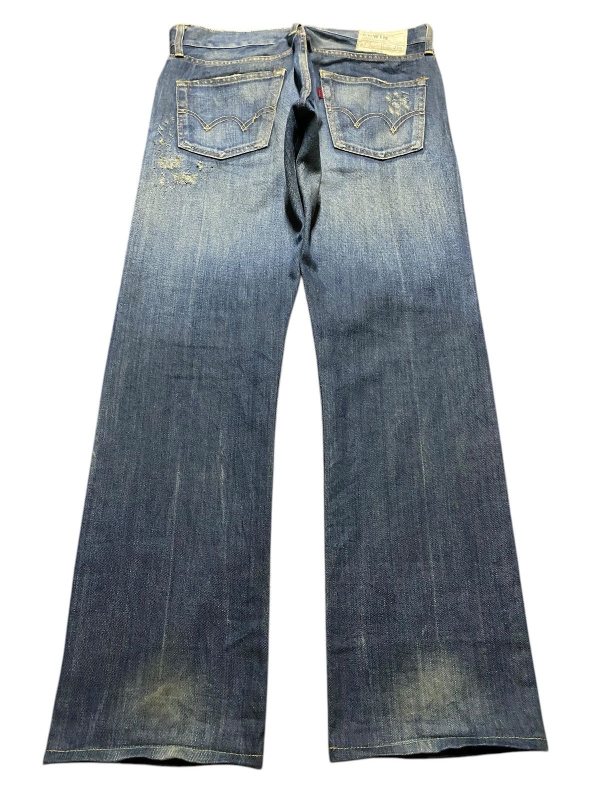 Edwin Vintage Edwin 503R Blue Trip Grunge Distressed Loose Jeans Size US 33 - 2 Thumbnail
