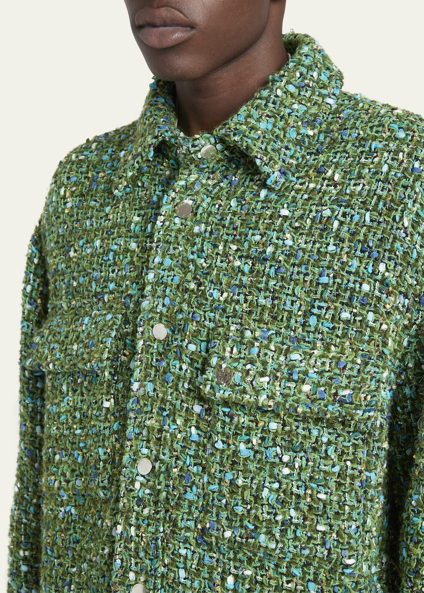 Amiri o1w1db10125 Boucle Snap-Front Overshirt in Multicolor Size US S / EU 44-46 / 1 - 4 Thumbnail