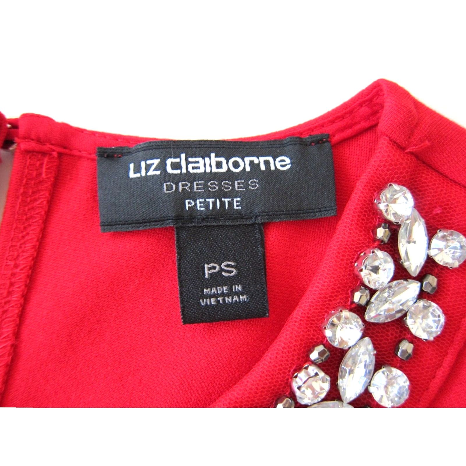 Liz Claiborne VINTAGE Liz Claiborne Red Stretch Diamond Beaded Sleeveless A-Line Sheath Dress PS Size S / US 4 / IT 40 - 4 Thumbnail
