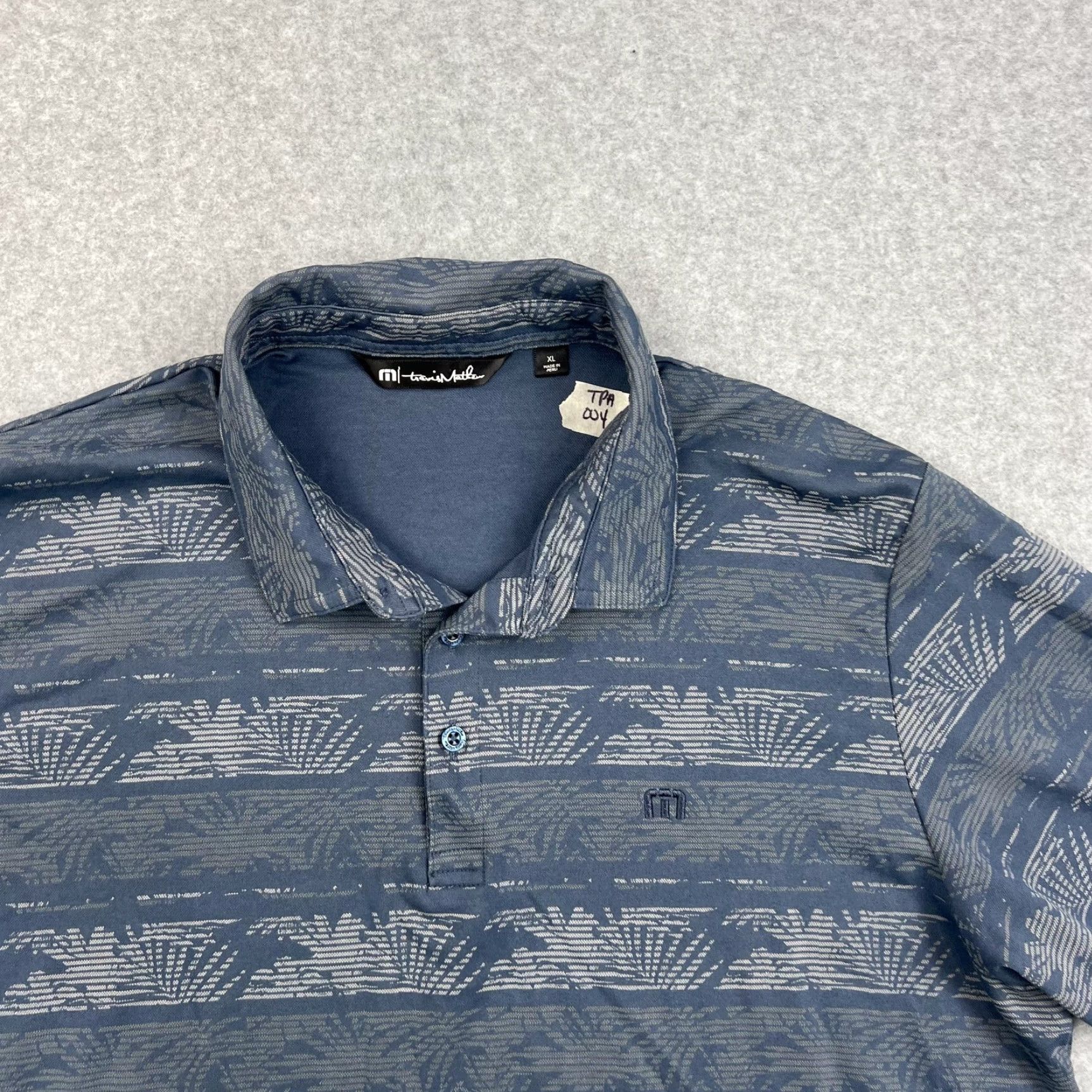 TravisMathew Travis Mathew Polo Shirt Mens XL Blue Pattern Performance Golf Casual Adult Size US XL / EU 56 / 4 - 4 Thumbnail