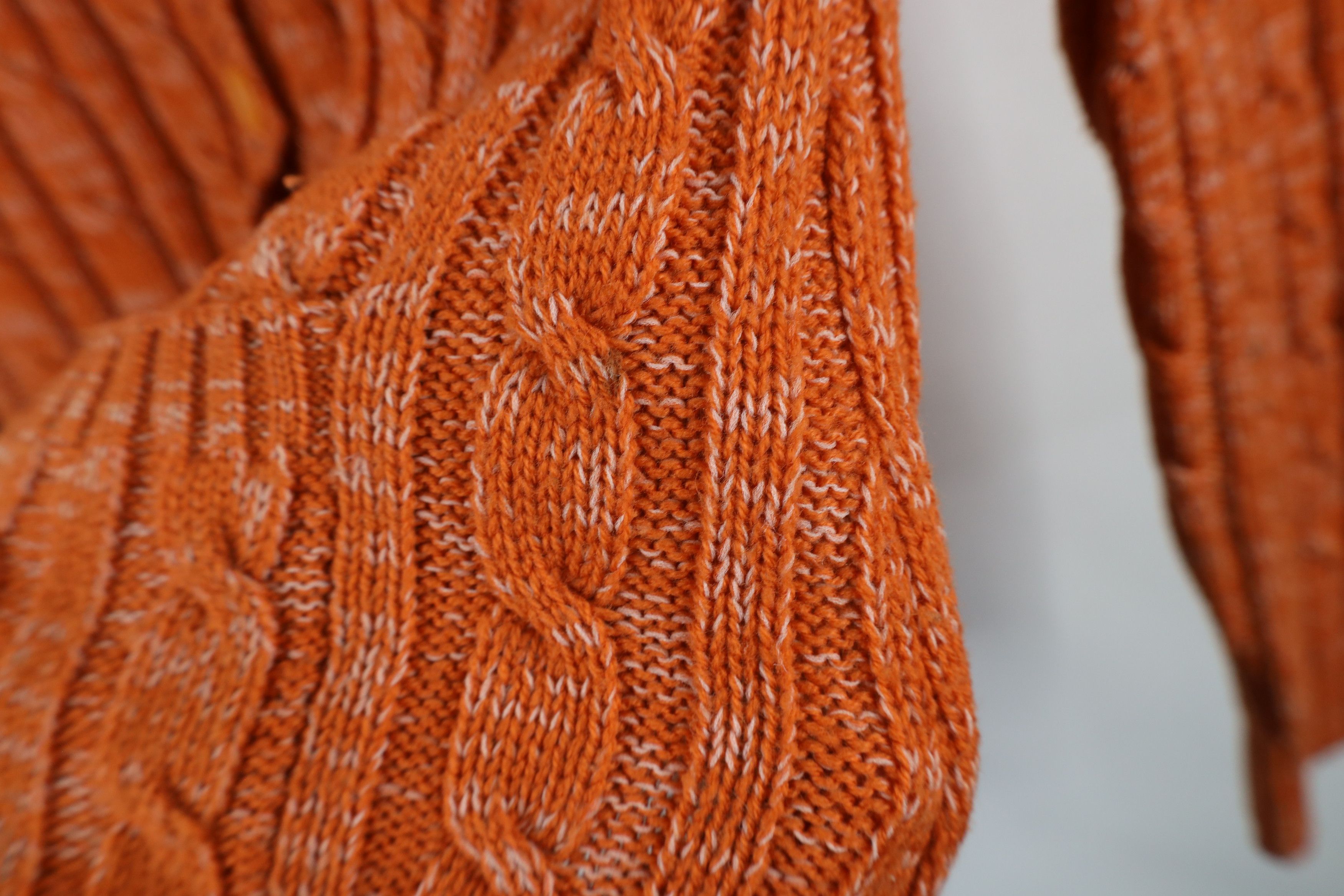 Vintage Vintage 70s Streetwear Cable Knit Cardigan Sweater Orange Size M / US 6-8 / IT 42-44 - 5 Thumbnail