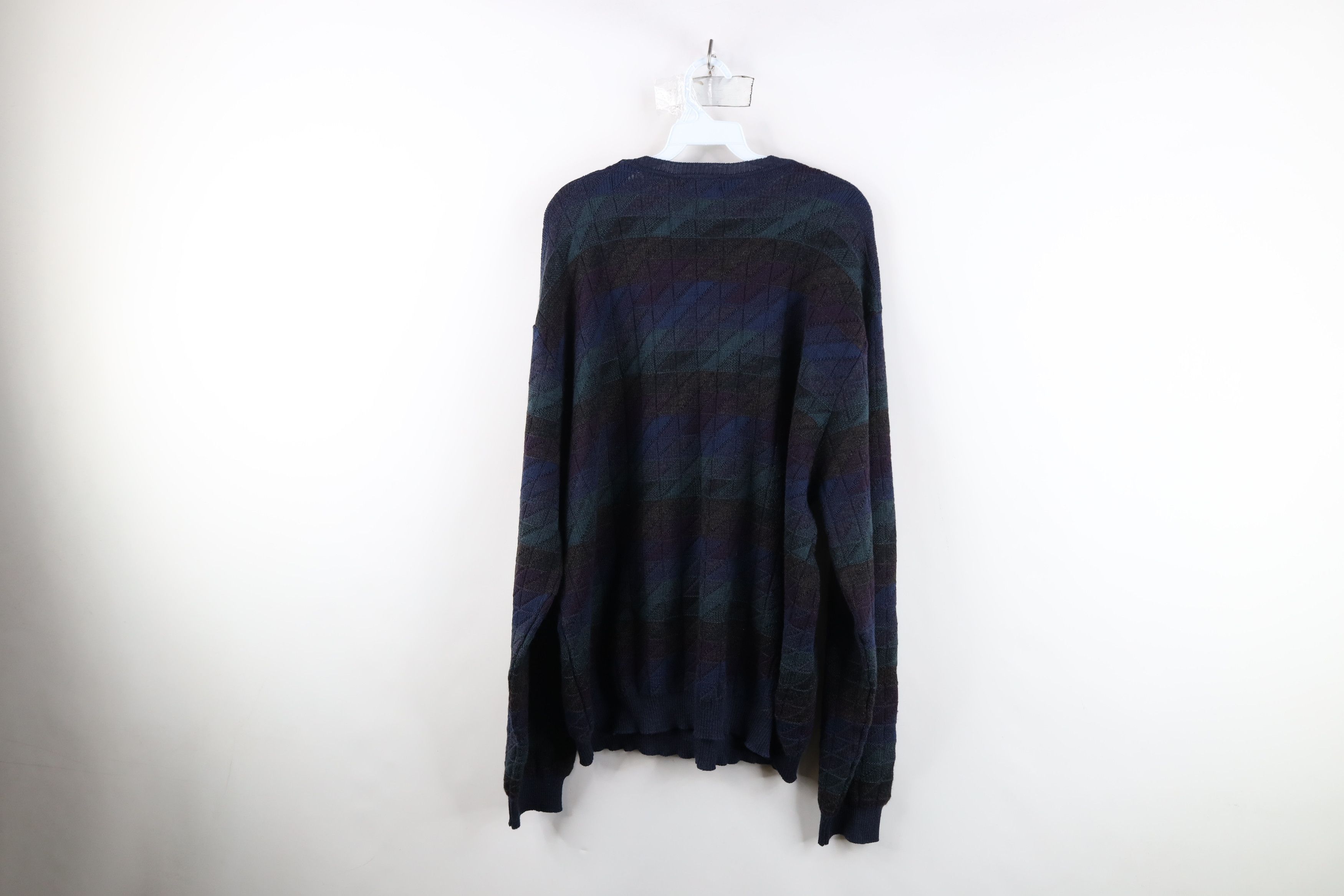 Vintage Vintage 90s Streetwear Checkered Wool Knit Crewneck Sweater Size US XL / EU 56 / 4 - 8 Thumbnail