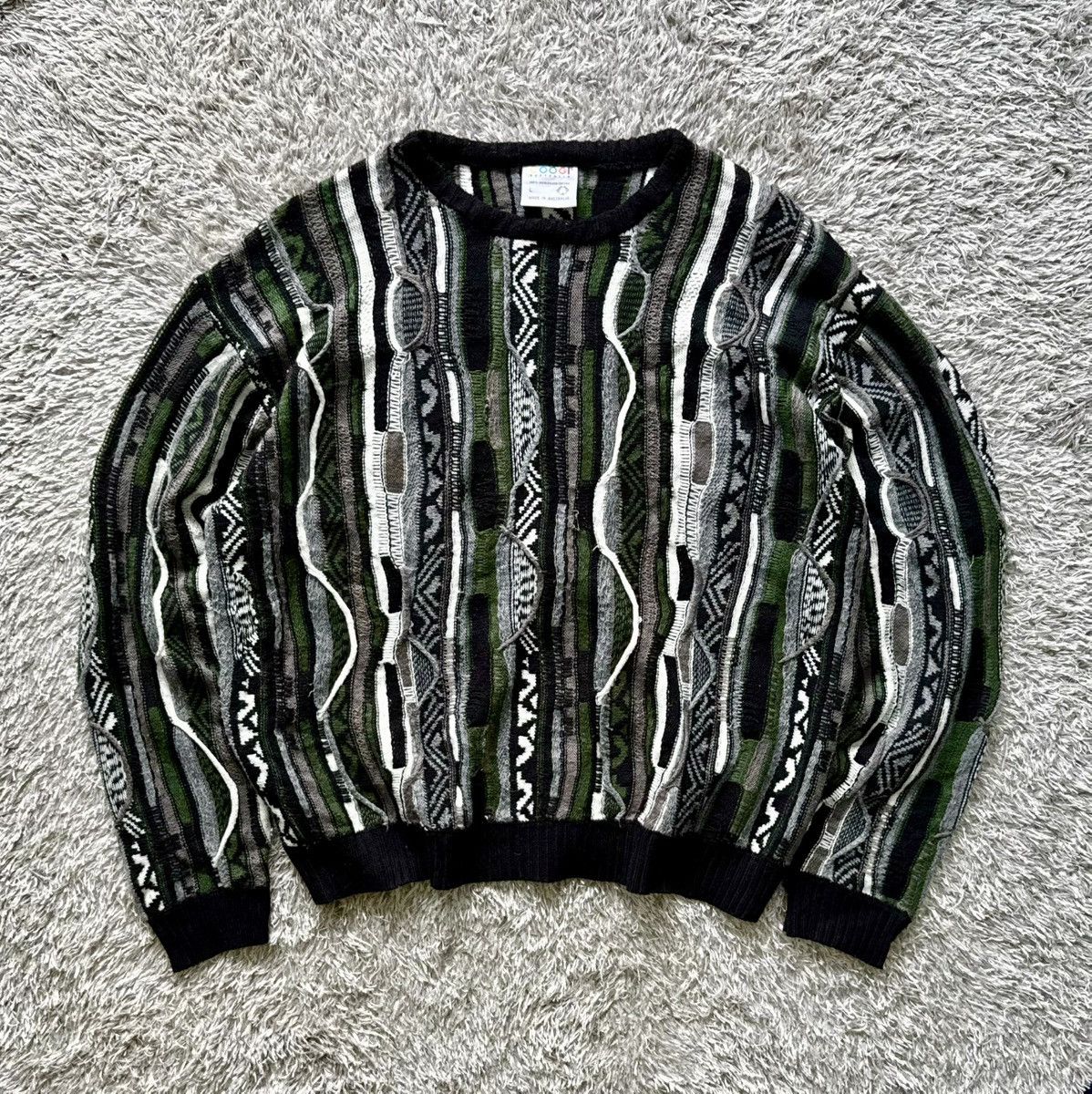 RARE VINTAGE 90’s COOGI 3D MULTICOLOUR CABLE KNIT