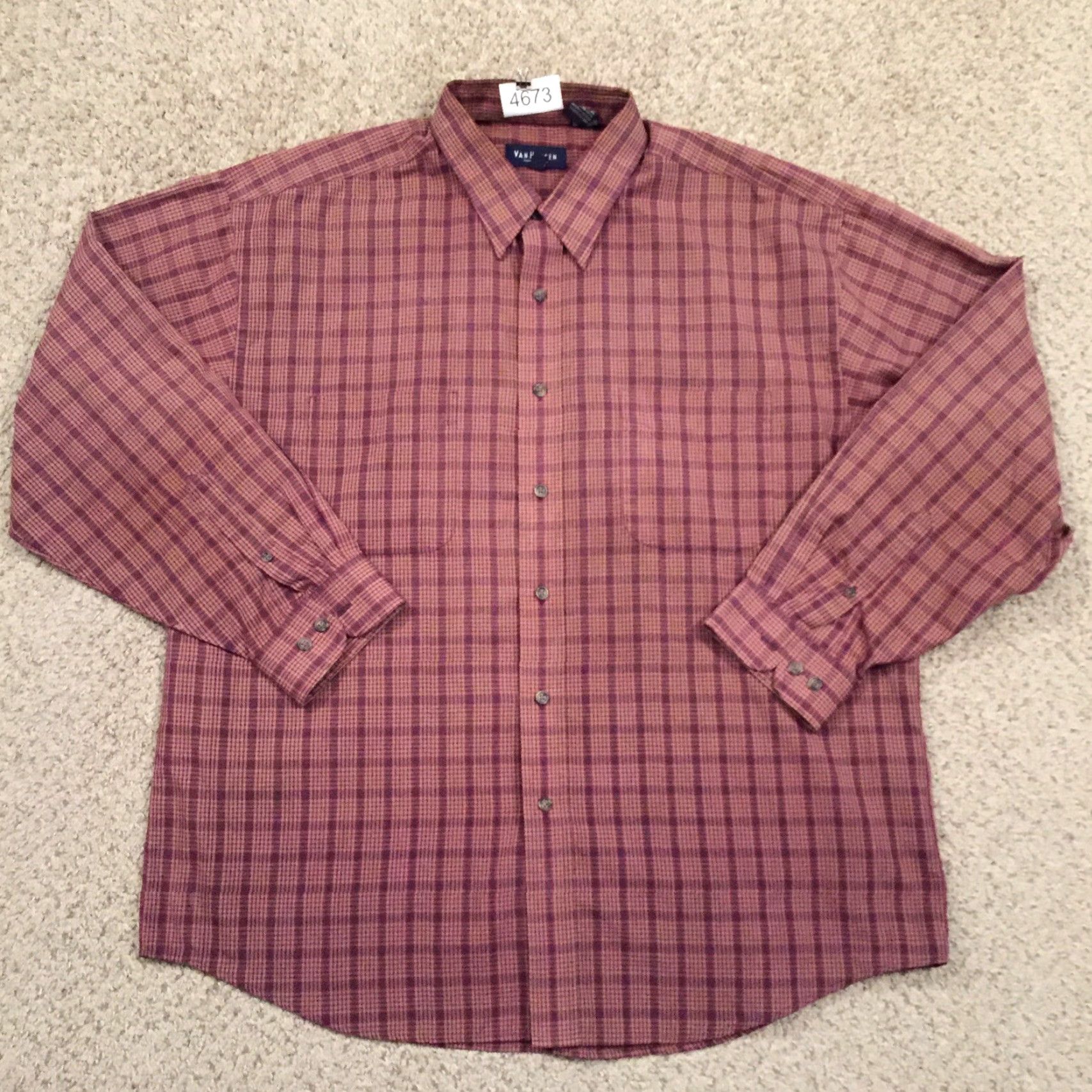 Van Heusen Van Heusen Shirt Mens Large Red Beige Plaid Long Sleeve Button Up Size US L / EU 52-54 / 3 - 2 Thumbnail