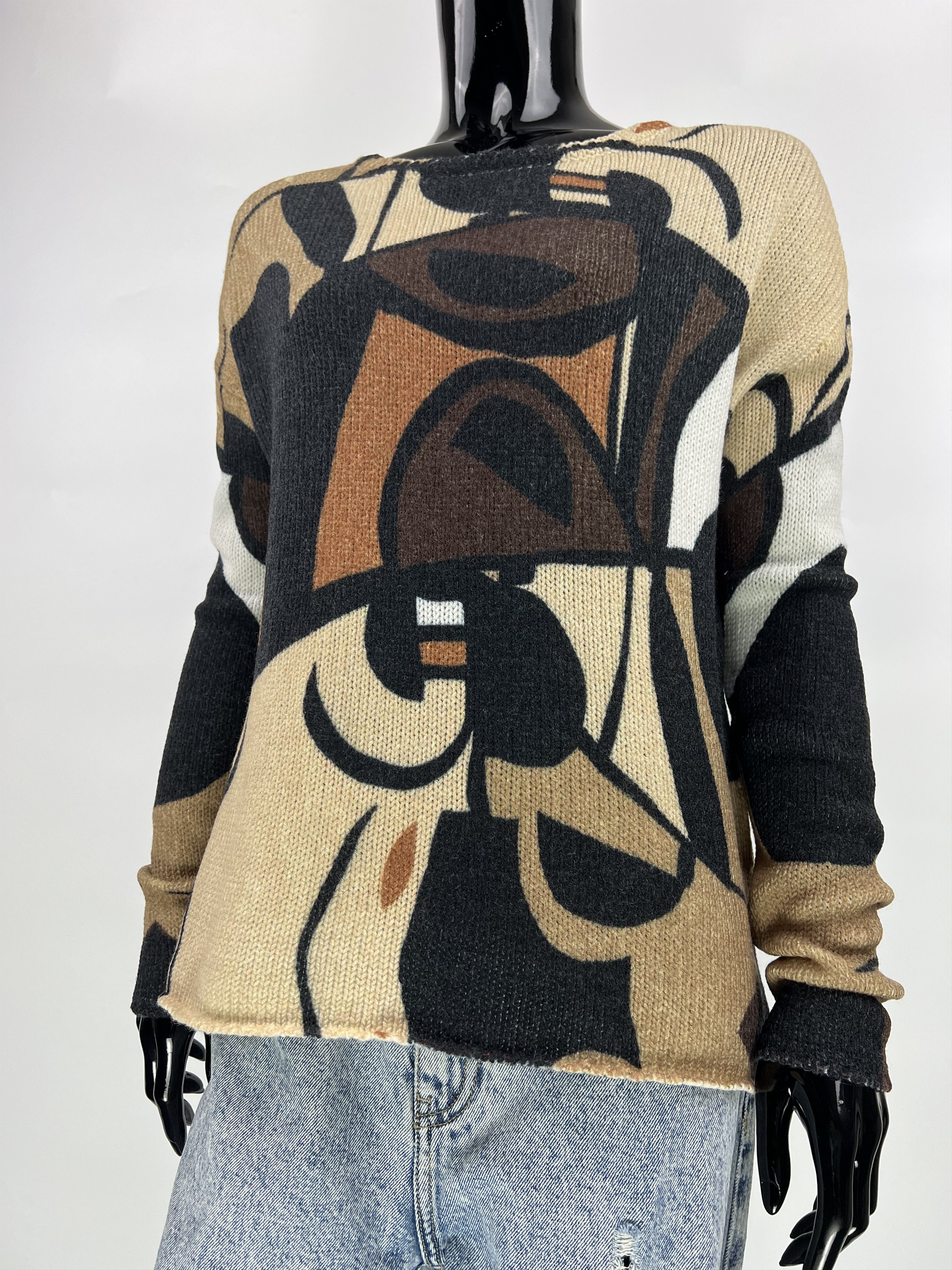 Designer Princess Goes Hollywood Multi Full Print Wool Sweater Size S Size S / US 4 / IT 40 - 4 Thumbnail