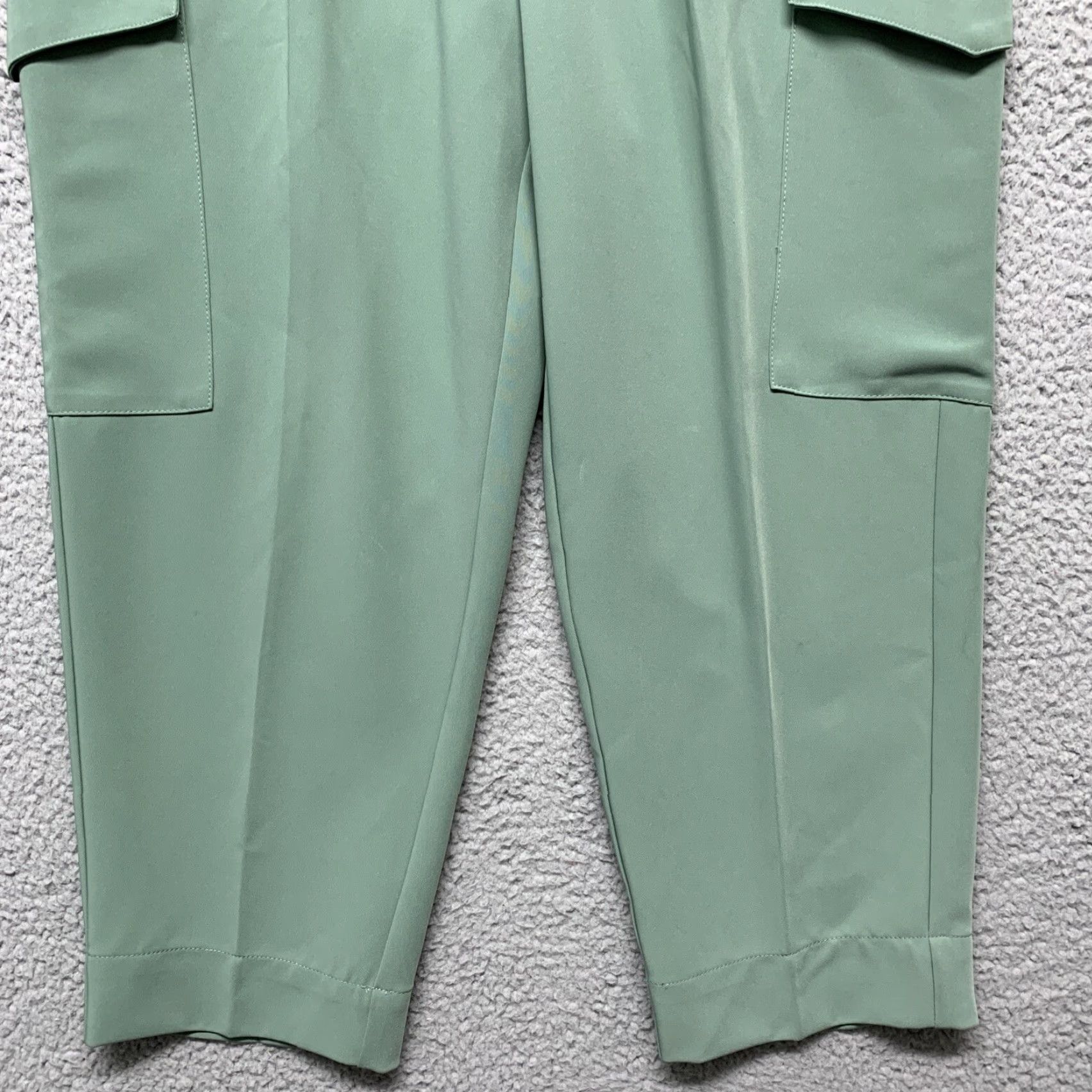 Vintage Prologue Cargo Dress Pants Women's 12 Green 32x25 High Rise Relaxed Fit Tapered Waist 32 Inseam Pants Size 34" / US 12 / IT 48 - 3 Thumbnail
