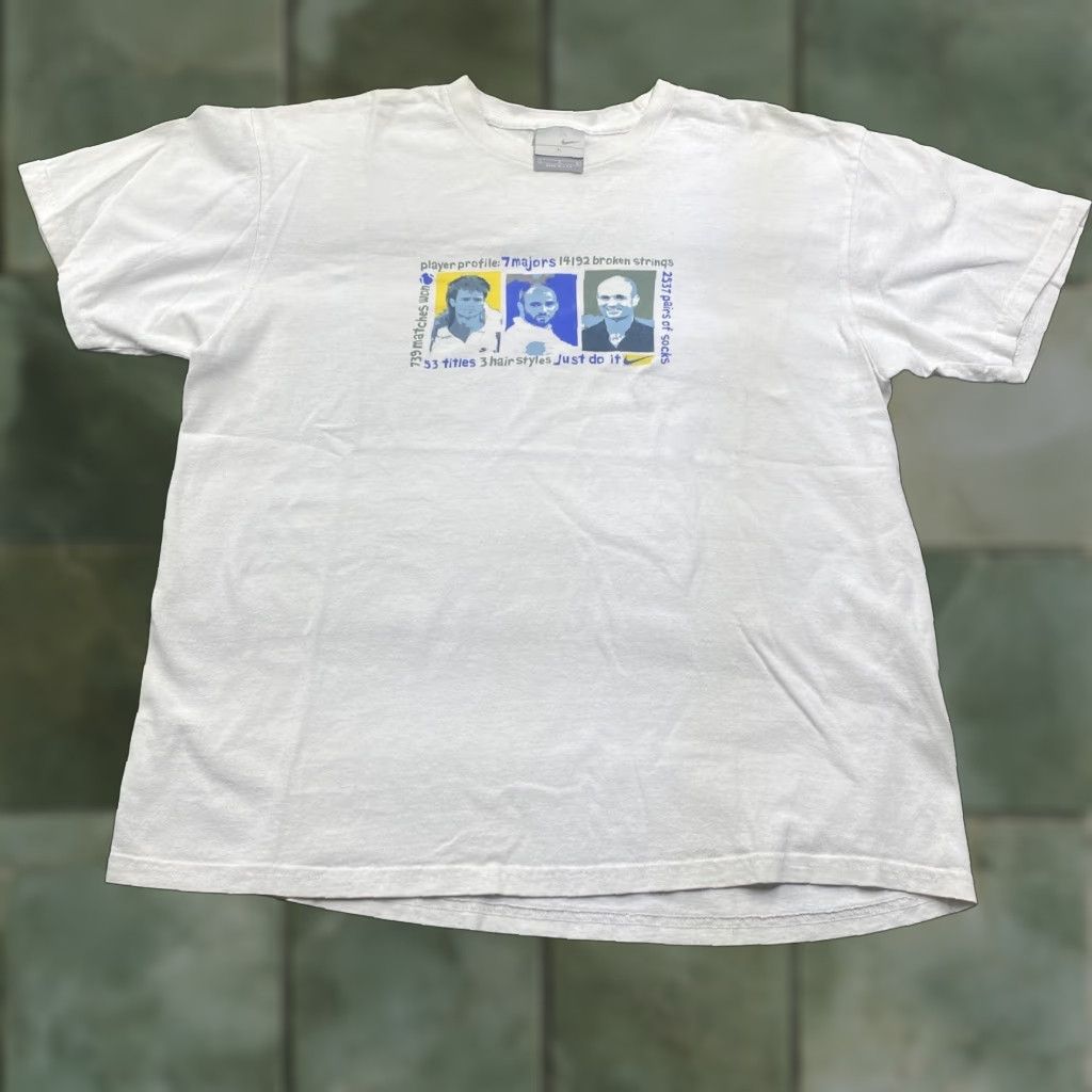 Nike Nike Shirt Mens L White Y2K NYC Tennis Swoosh Logo Tee 2002 Vintage Size US L / EU 52-54 / 3 - 1 Thumbnail