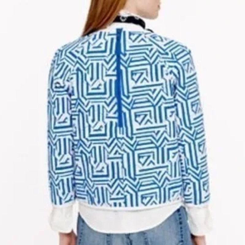 J.Crew J. Crew Quilted Tiki Geometric Swearshirt Blue/White 8 Size M / US 6-8 / IT 42-44 - 2 Thumbnail