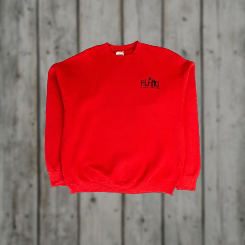 Fruit Of The Loom VINTAGE Embroidered Alamo Volleyball Association Sweatshirt 1990s Sweatshirt Red Large Mens Size US L / EU 52-54 / 3 - 1 Thumbnail