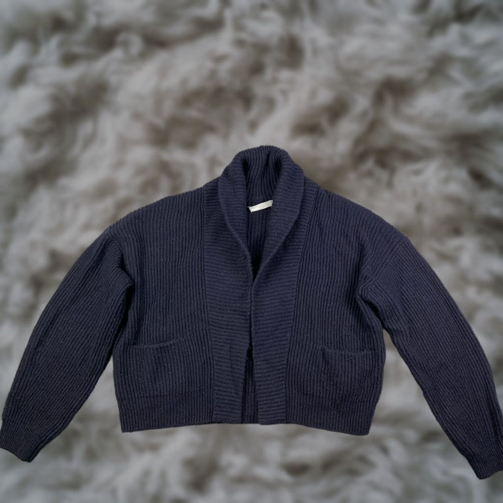 Vince Sweater Cardigan Women's L Wool Cashmere Shawl Collar Boxy Open Ribbed
