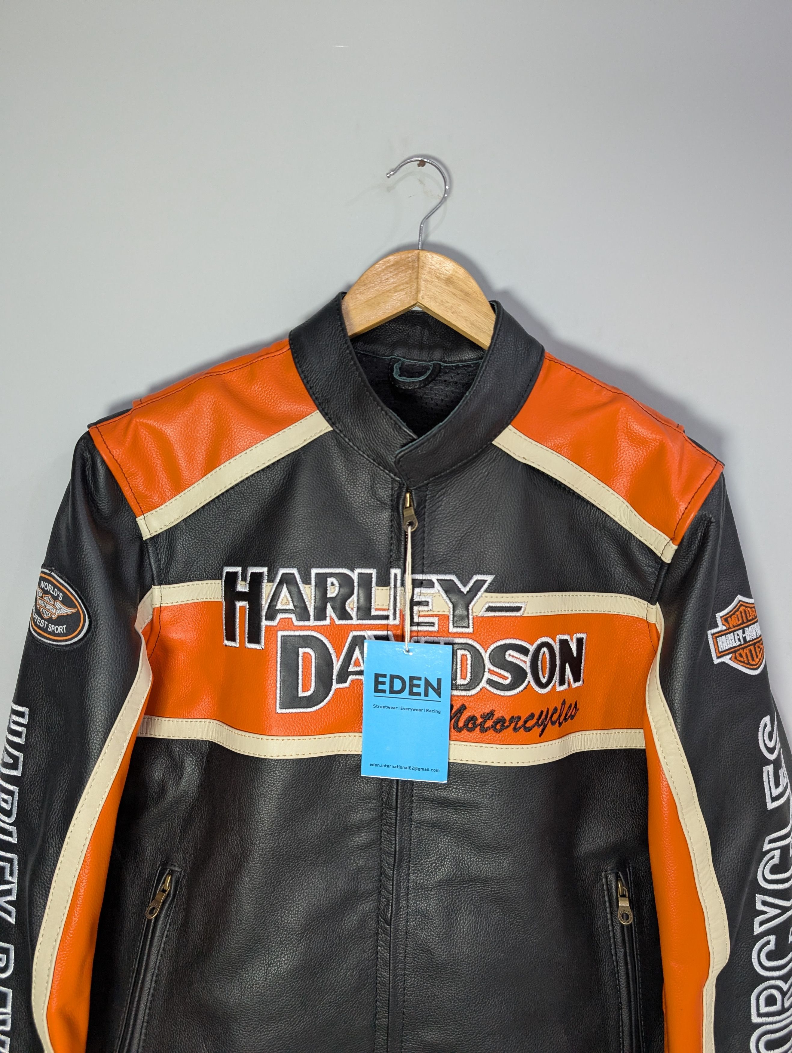 Vintage 🔥Harley Davidson🔥 Vintage 90s Leather Jacket Rare Size S / US 4 / IT 40 - 3 Thumbnail