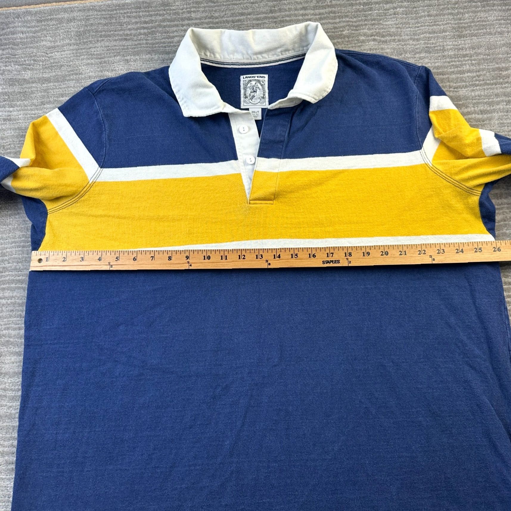 Lands' End VINTAGE Lands End Rugby Shirt Mens 2XLT 2XL Tall Blue Gray Long Sleeve Polo Size US XXL / EU 58 / 5 - 7 Thumbnail