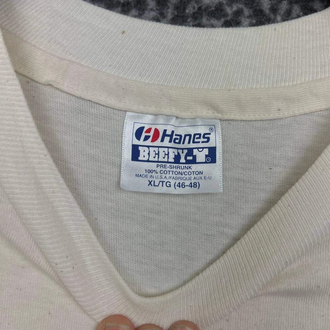 Hanes Lifeline Hyacinth Blue Macaw Shirt Men XL White Beefy Cotton Size US XL / EU 56 / 4 - 6 Thumbnail