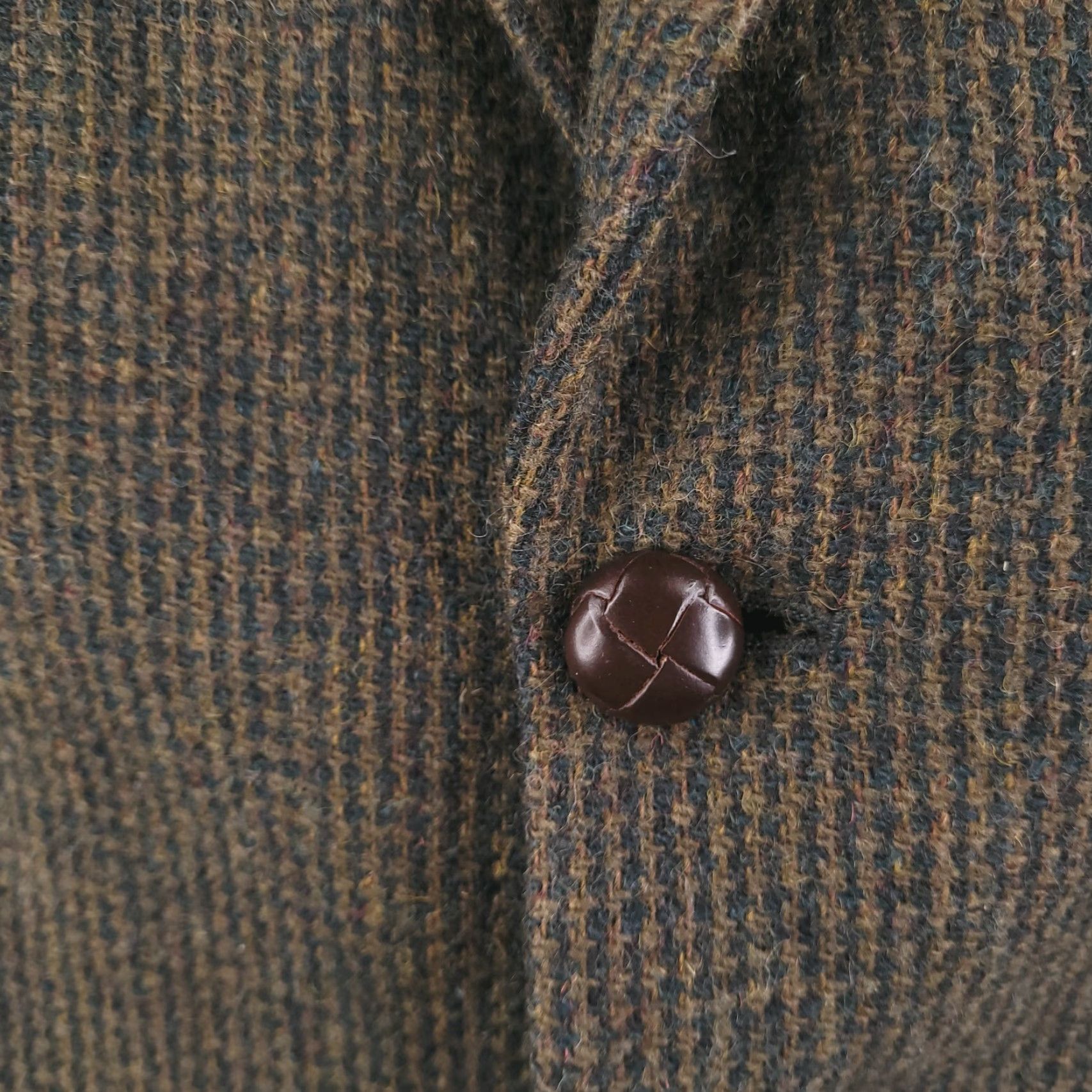 Vintage Robert Stock Blazer Mens Size 42 Brown Wool Tweed Houndstooth 2 Piece Sports Size 42R - 2 Thumbnail