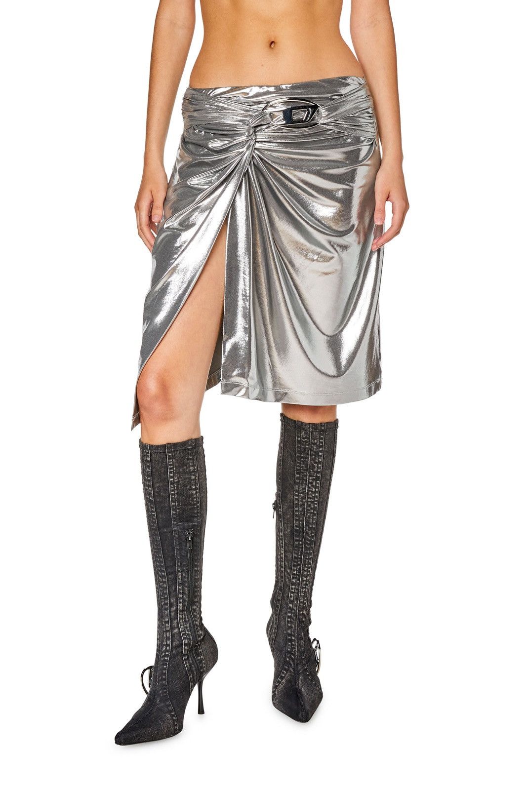 Diesel Diesel Draped Midi Skirt With Foil Coating Size 30" / US 8 / IT 44 - 2 Thumbnail