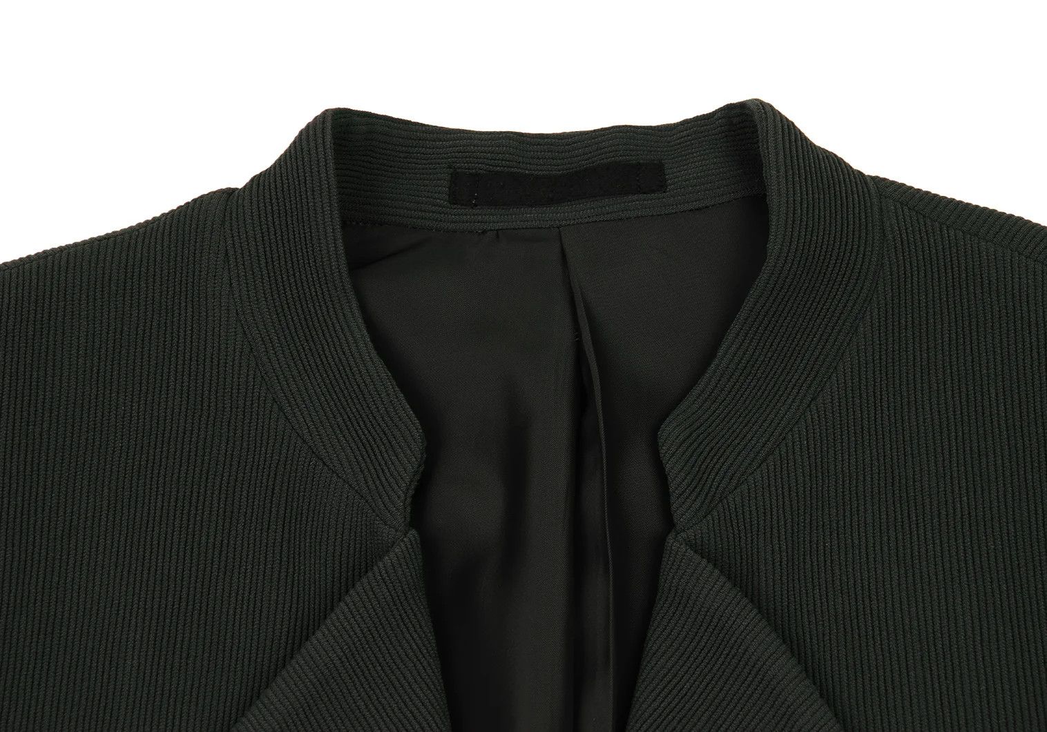 Issey Miyake Wool Stand Collar Ribbed Jacket in Dark Green, Size L Size US L / EU 52-54 / 3 - 3 Thumbnail
