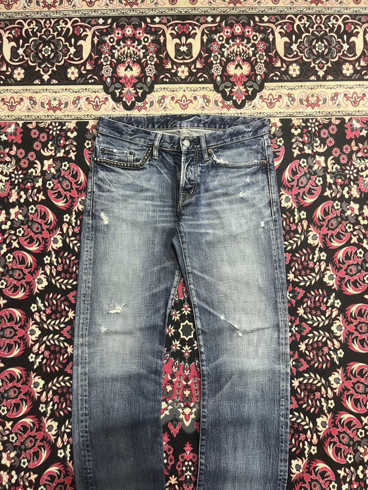 Hysteric Glamour Japanese Brand Hysteric Glamour Blue Whisker Studded Jeans Size US 30 / EU 46 - 3 Thumbnail