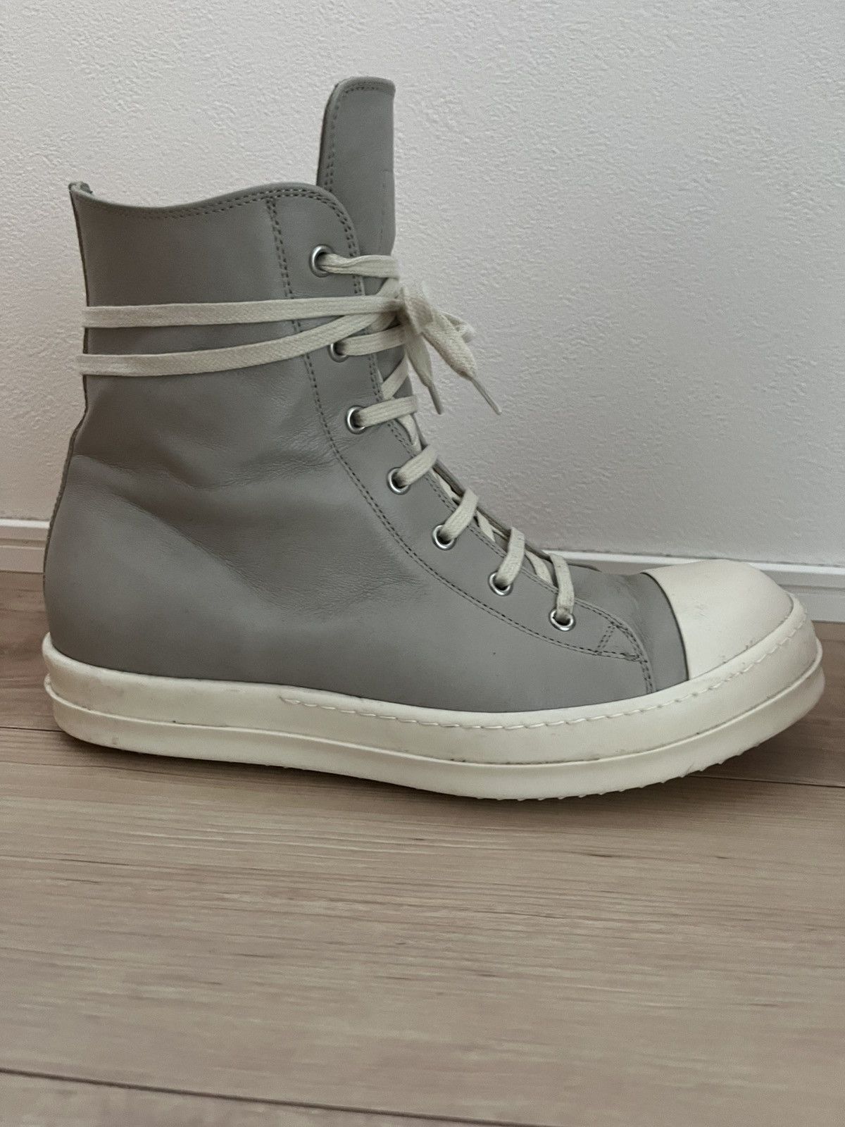 Rick Owens High-Top Leather Sneakers Pearl/Milk Size US 10 / EU 43 - 1 Thumbnail