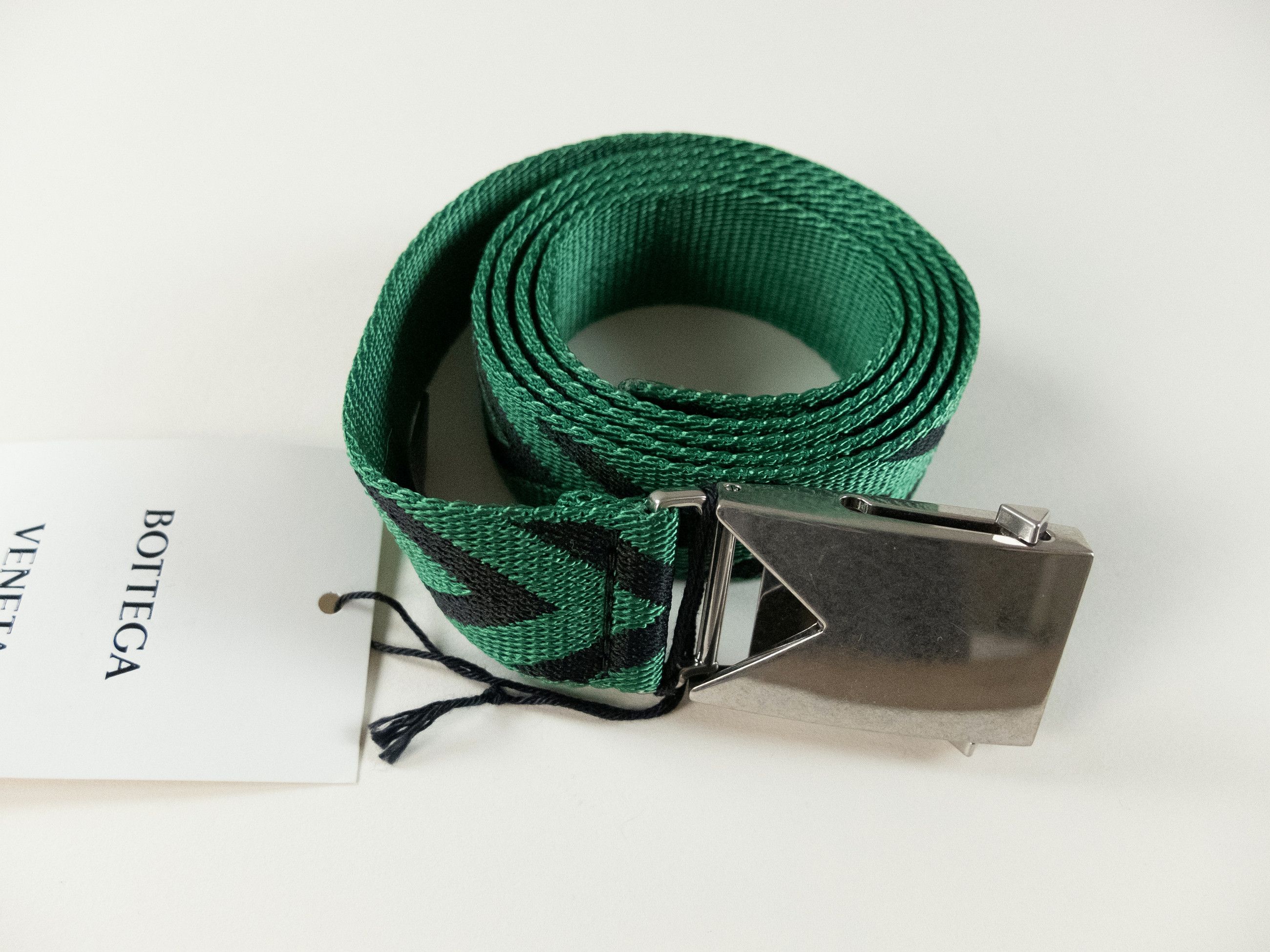 Bottega Veneta BOTTEGA VENETA green black chevron fabric woven belt Size ONE SIZE - 4 Thumbnail