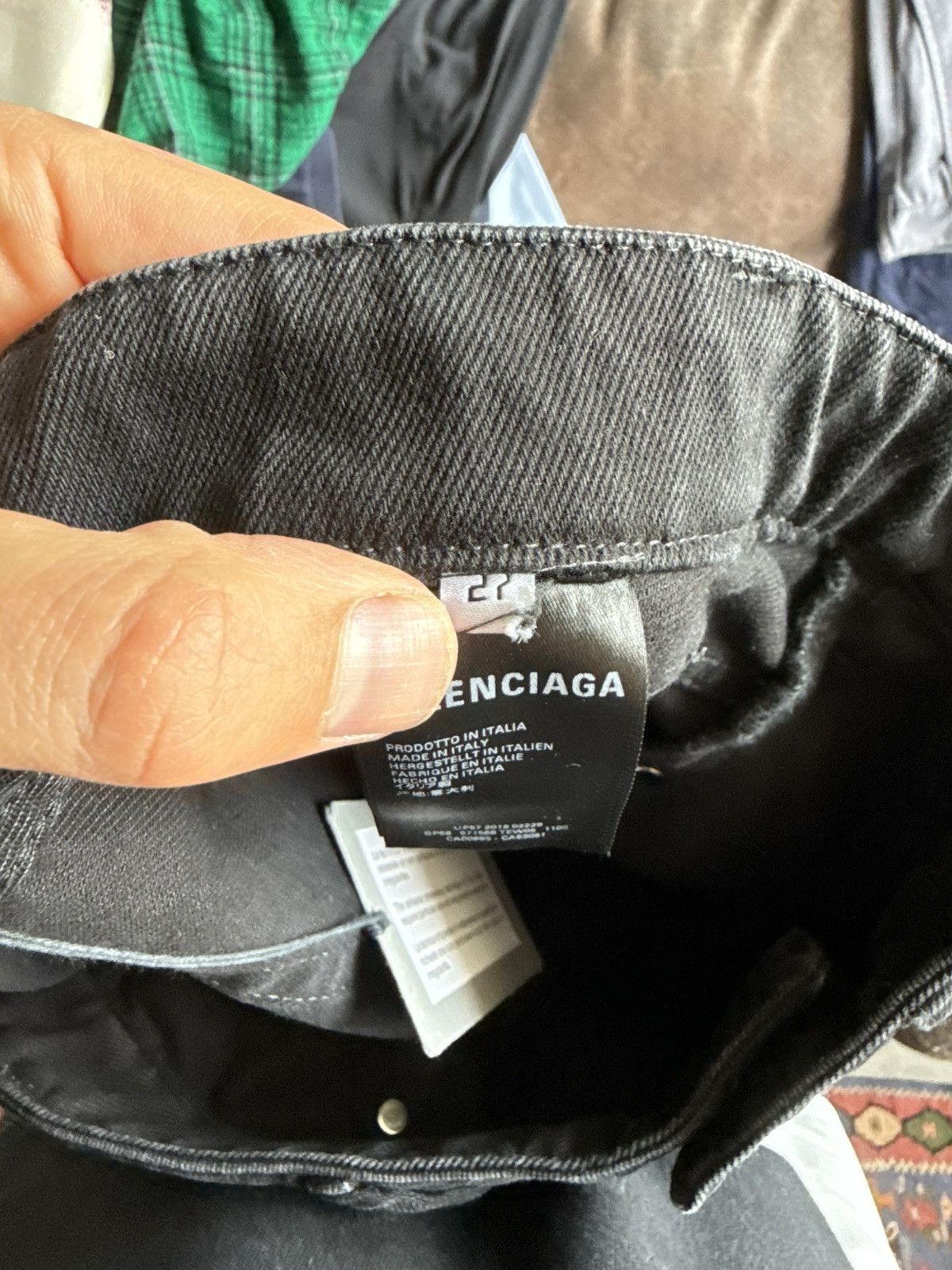 Balenciaga Black Slim Fit Denim Jeans with Logo Patch Size US 27 - 12 Thumbnail