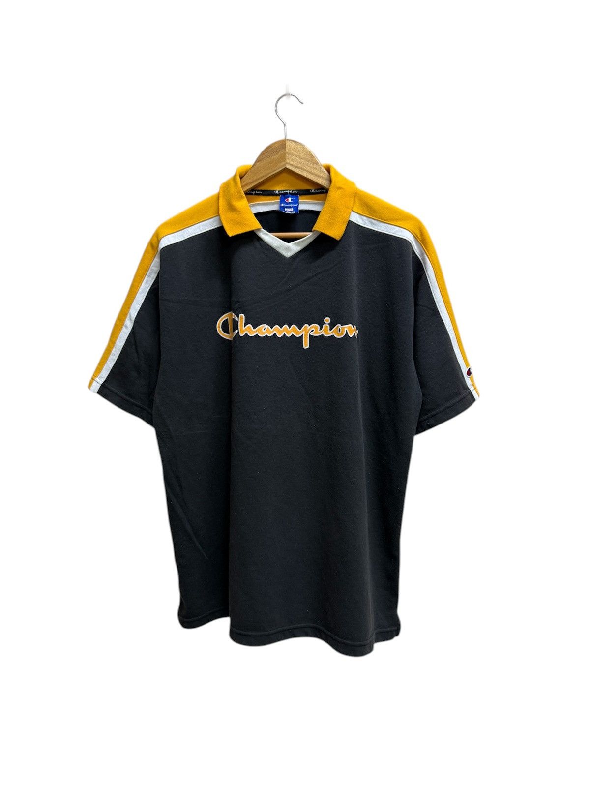Champion Vintage Champion Spellout Logo Vneck Shortsleeve Tshirt Size US L / EU 52-54 / 3 - 1 Thumbnail