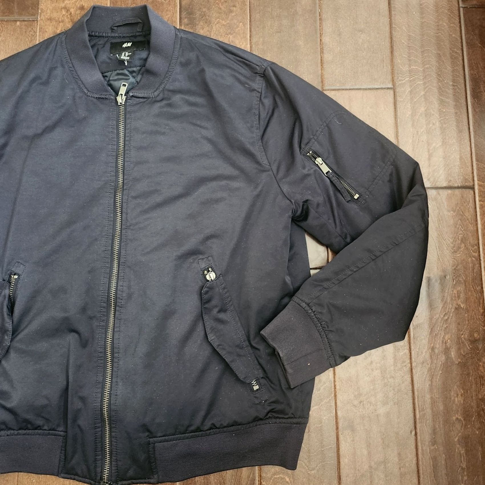 H&M H&M Bomber Jacket Mens XL Black Full Zip (Minor Stains) Size US XL / EU 56 / 4 - 5 Thumbnail