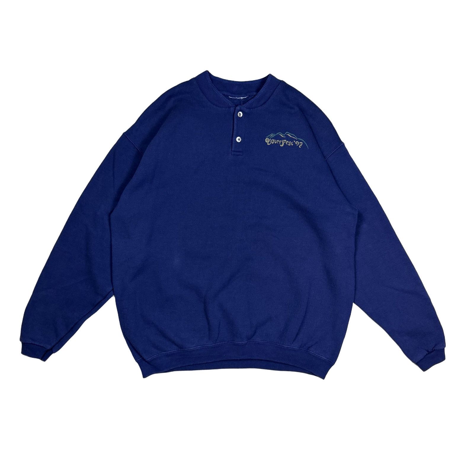 Vintage Vintage OysterFest 1997 Henley Sweatshirt XL Navy Size US XL / EU 56 / 4 - 3 Thumbnail