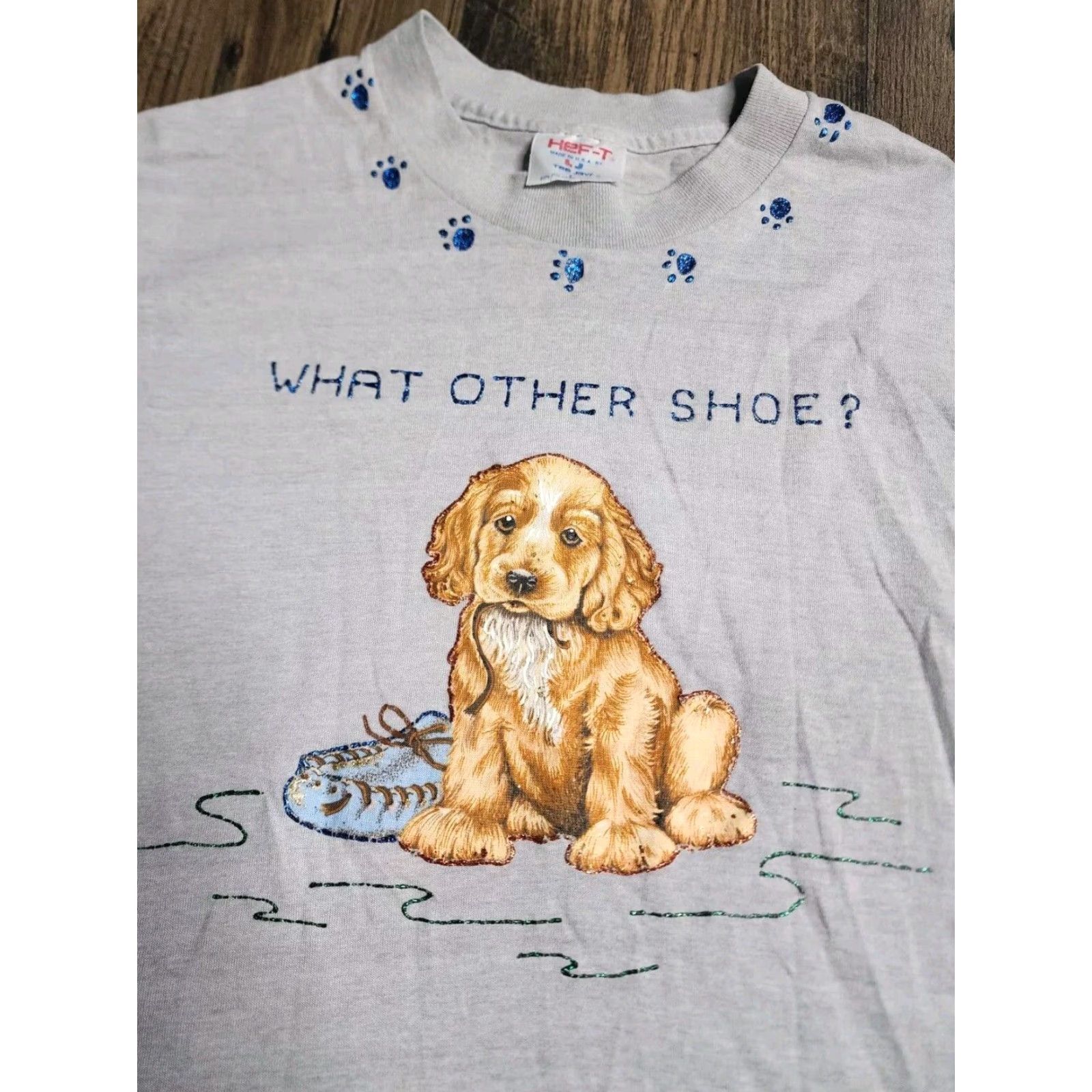 TEE JAYS VINTAGE 90s Tee Jays Cropped T Shirt Hand Painted Gray L Womens Size L / US 10 / IT 46 - 4 Thumbnail