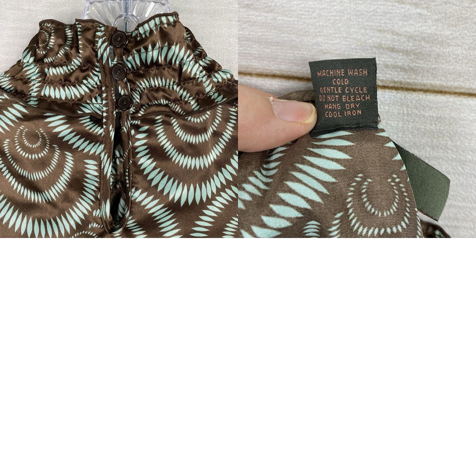 Vintage VINTAGE Serenade Blouse Shirt L Brown Satin Mock Neck Sleeveless Geometric Fairy Hippie 90s Womens Size L / US 10 / IT 46 - 8 Thumbnail