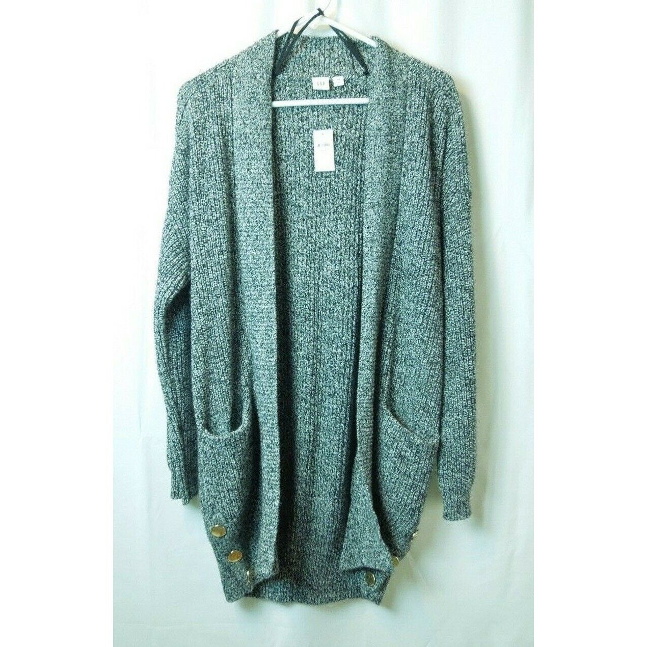 Gap Women's Gap Black White Long Thick Knitted Cardigan w/ Gold Size XS / US 0-2 / IT 36-38 - 1 Thumbnail