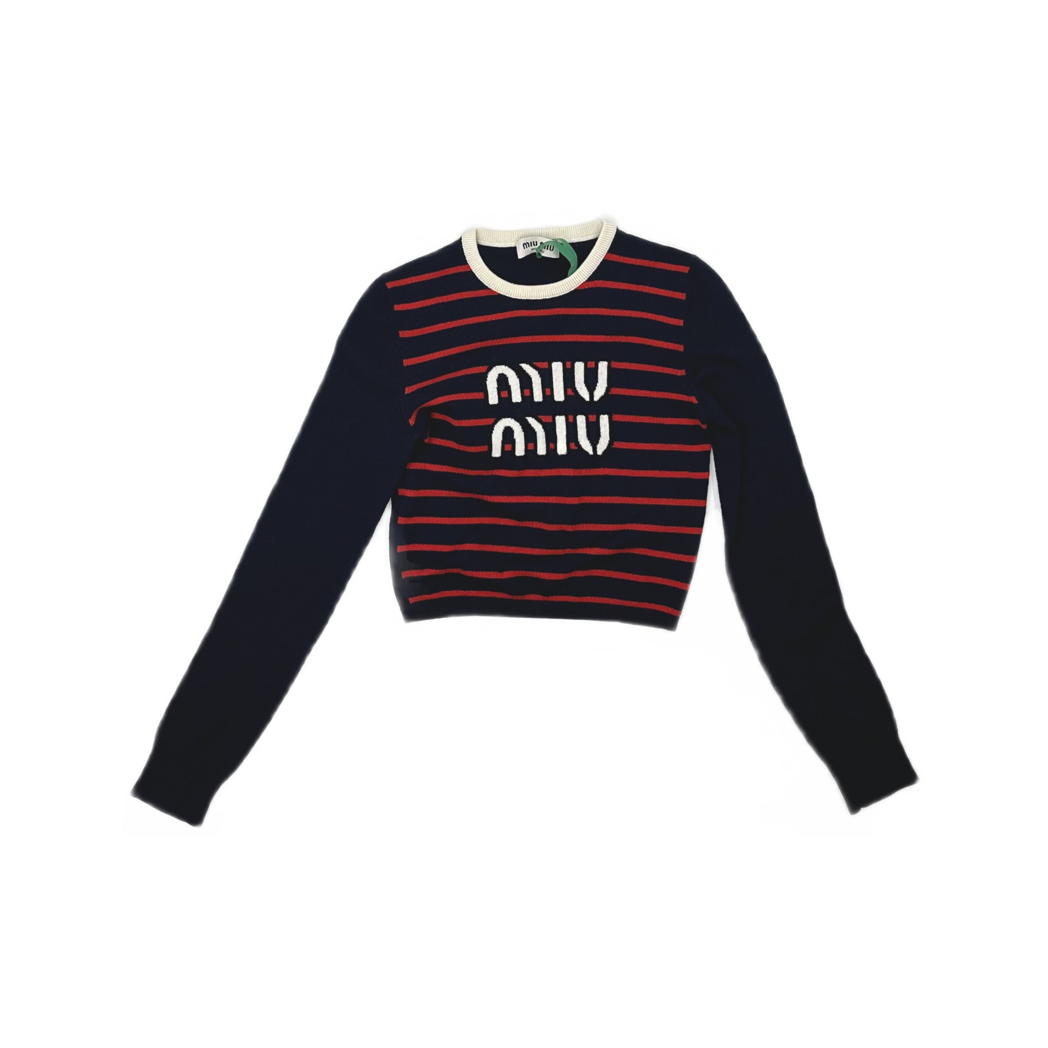 Miu Miu Miu Miu Striped Logo Knit Sweater Size 36 Size XS / US 0-2 / IT 36-38 - 1 Thumbnail