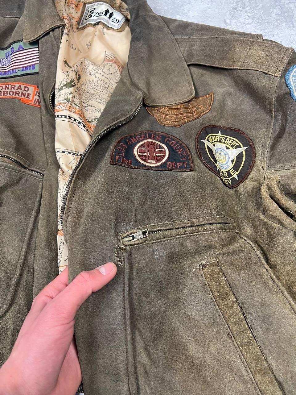 Excelled Vintage Excelled Leather Jacket Military Army Patches USA Size US XL / EU 56 / 4 - 17 Thumbnail