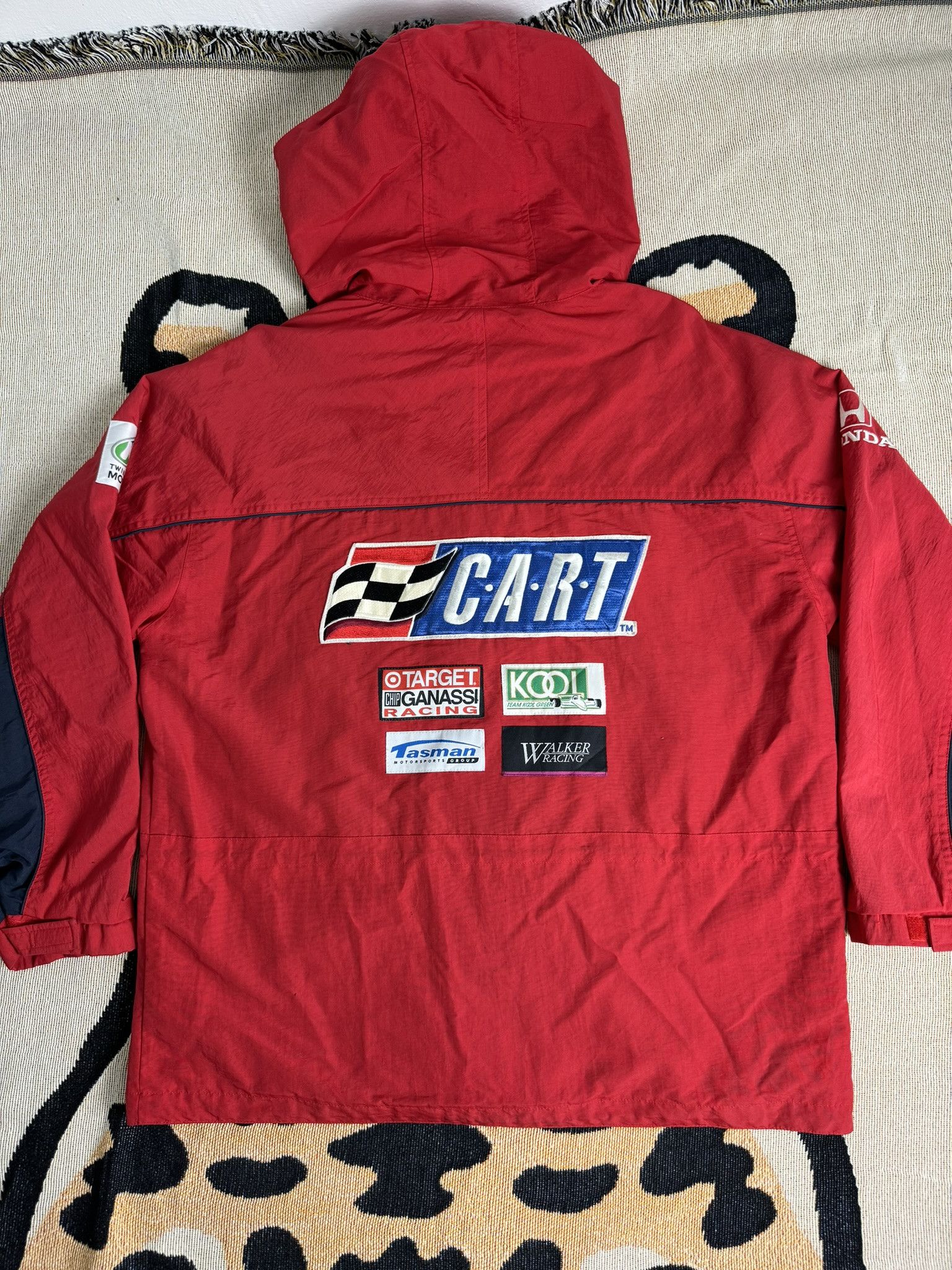 image of Vintage Jacket Honda Civic Trd Toyota Budweiser Indy 500 in Red, Men's (Size Large)