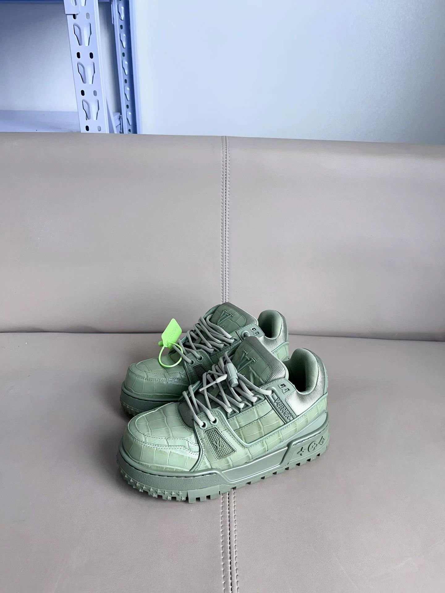 Louis Vuitton Louis Vuitton LV Trainer Maxi crocodile embossed leather Size US 7 / IT 37 - 1 Thumbnail