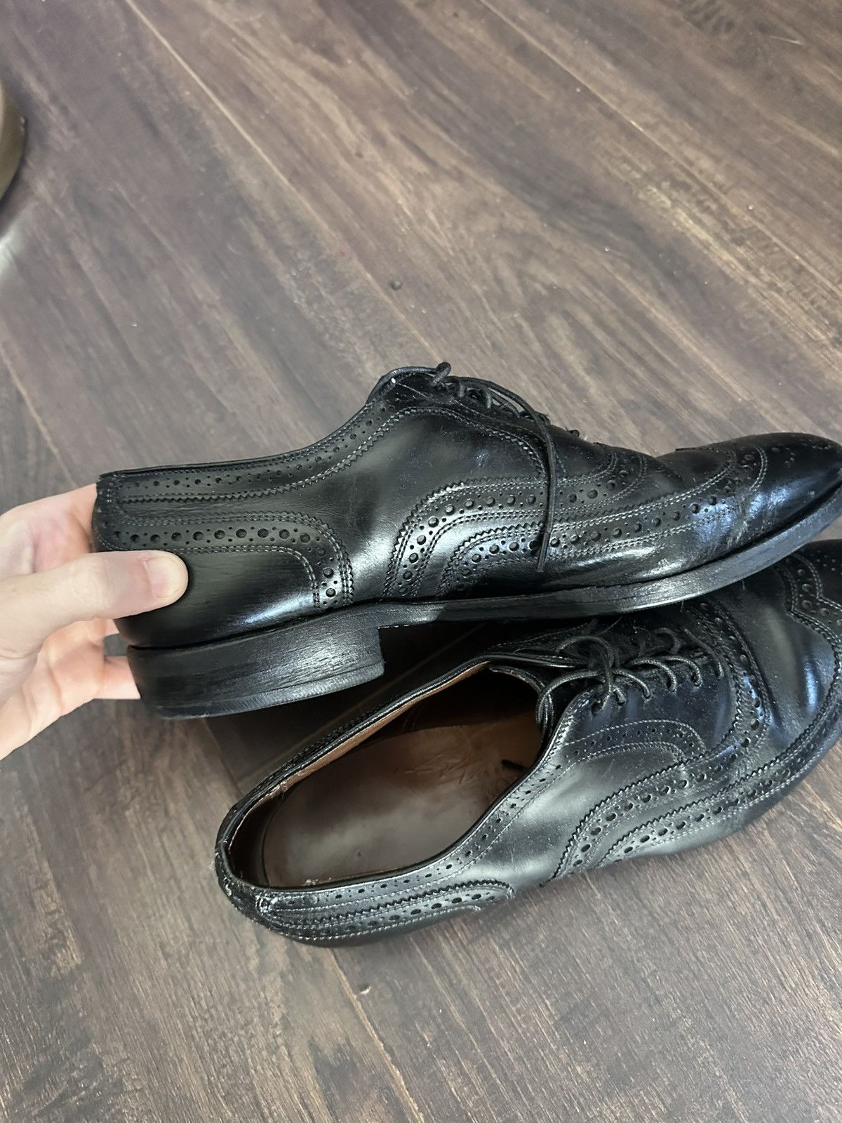 Allen Edmonds McAllister black leather MiUSA brogues derby dress shoes Size US 9.5 / EU 42-43 - 6 Thumbnail