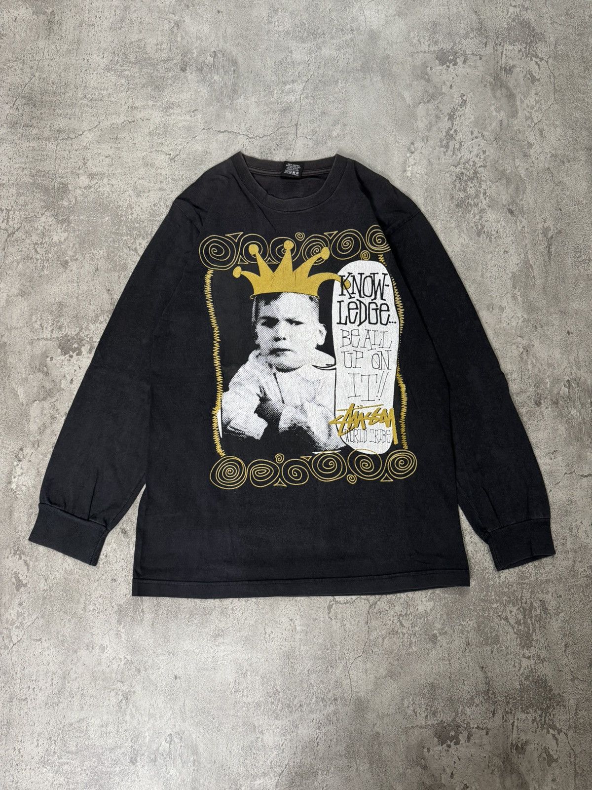 Stussy VINTAGE 00’S STUSSY WORLD TRIBE KIDS CROWN LONGSLEEVE SHIRT Size US M / EU 48-50 / 2 - 1 Thumbnail