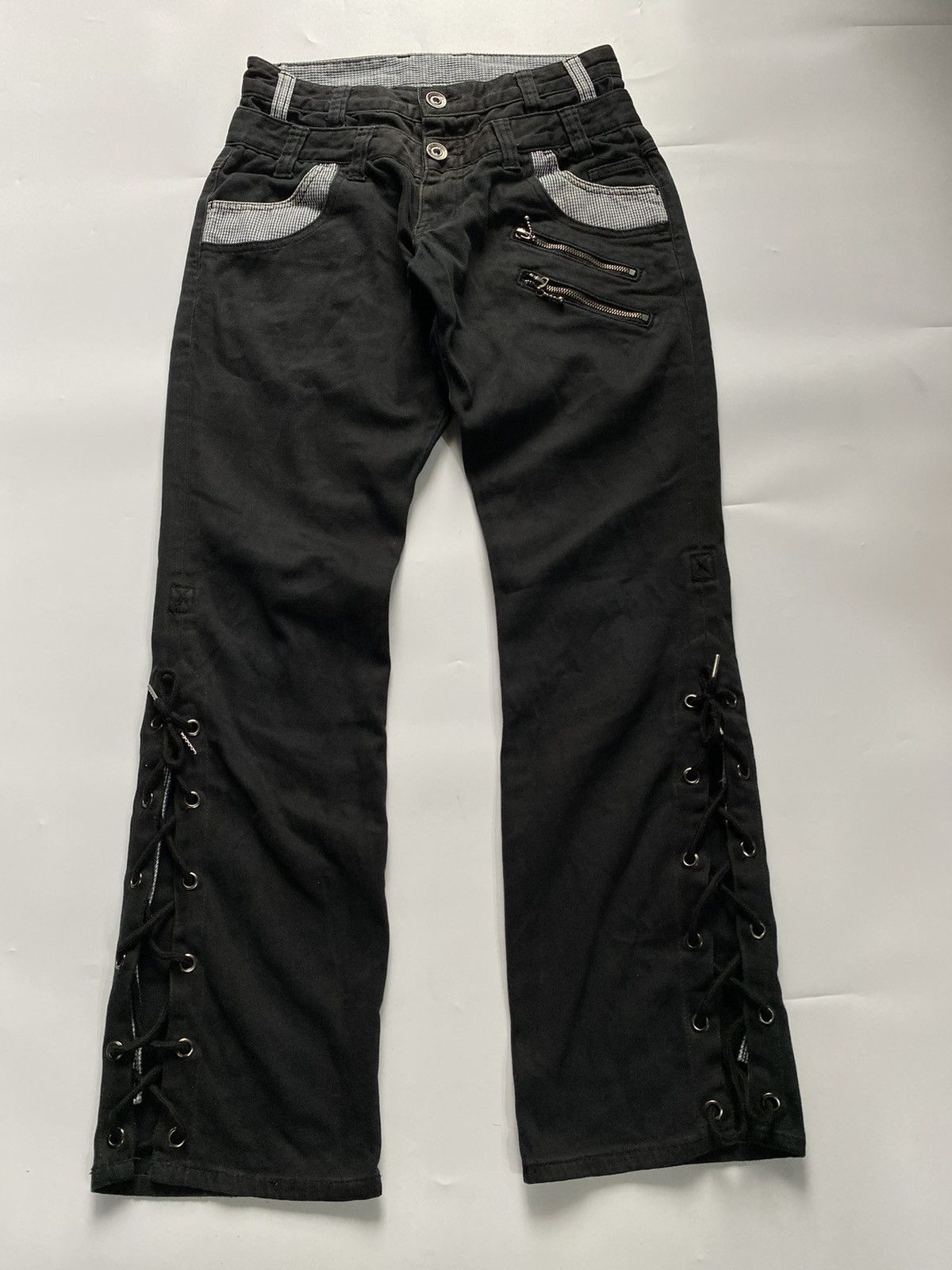 Japanese Brand Flared laces up double wash no tag jeans pant ifsixwasnine Size US 30 / EU 46 - 3 Thumbnail