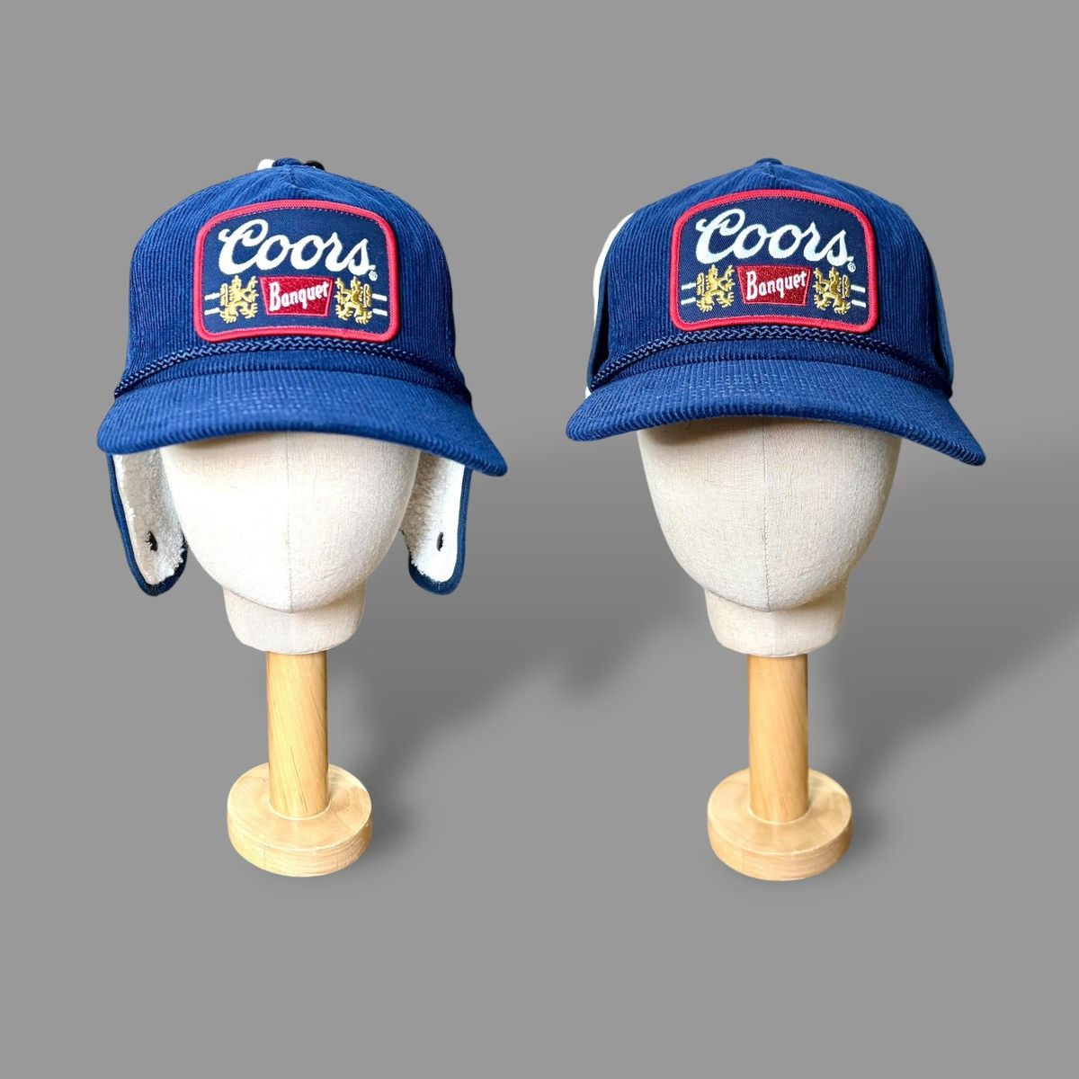 Mad Engine Mad Engine Coors Banquet Mens Blue Corduroy Trapper Hat OS Size ONE SIZE - 4 Thumbnail