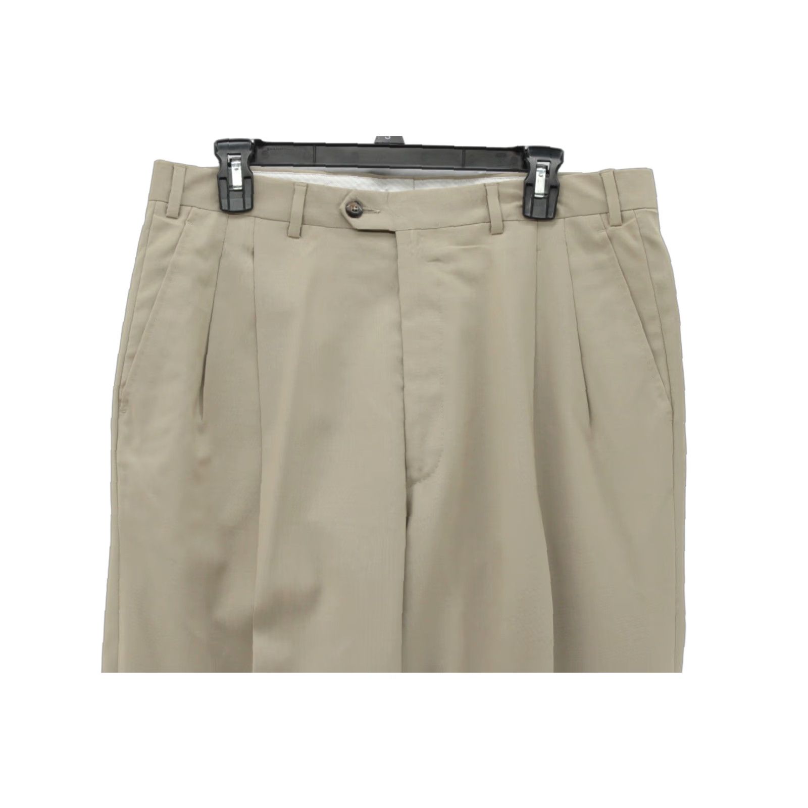 Vintage Angelico Dress Pants Mens 34 X 28 Khaki Tan 100% Wool Pleated Cuffed Lined Italy Size US 34 / EU 50 - 1 Thumbnail