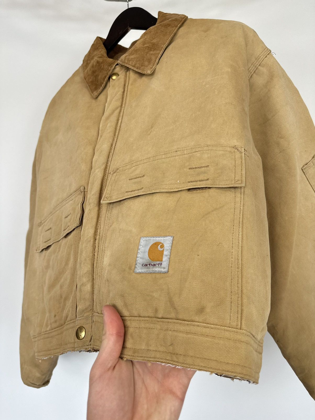 Carhartt Vintage 80s Carhartt USA Cropped Distressed Detroit Jacket Size US L / EU 52-54 / 3 - 3 Thumbnail
