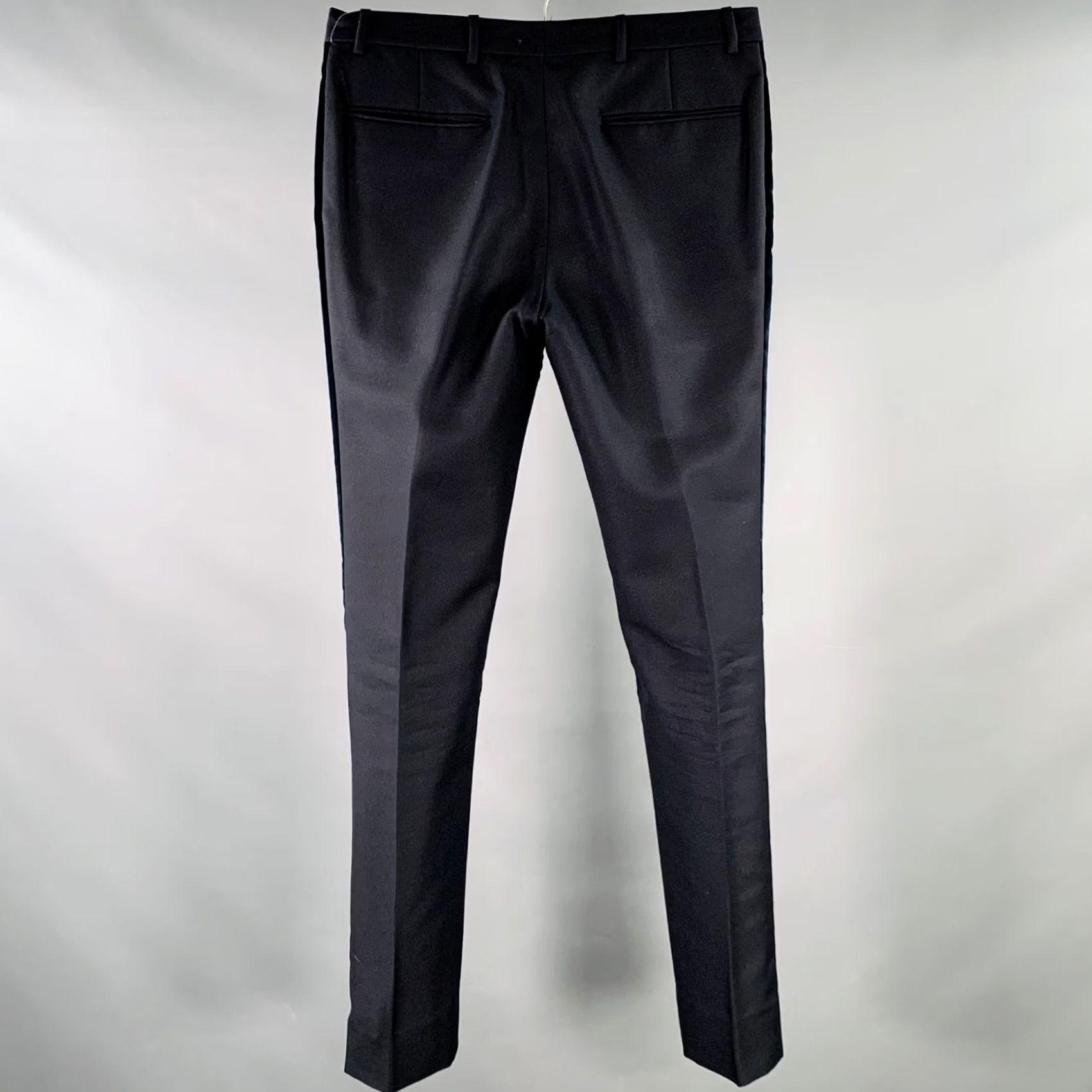 Valentino VALENTINO Dress Pants Size 32 Navy Mohair Wool Velvet Stripe Pleated Button Fly Size US 32 / EU 48 - 2 Thumbnail