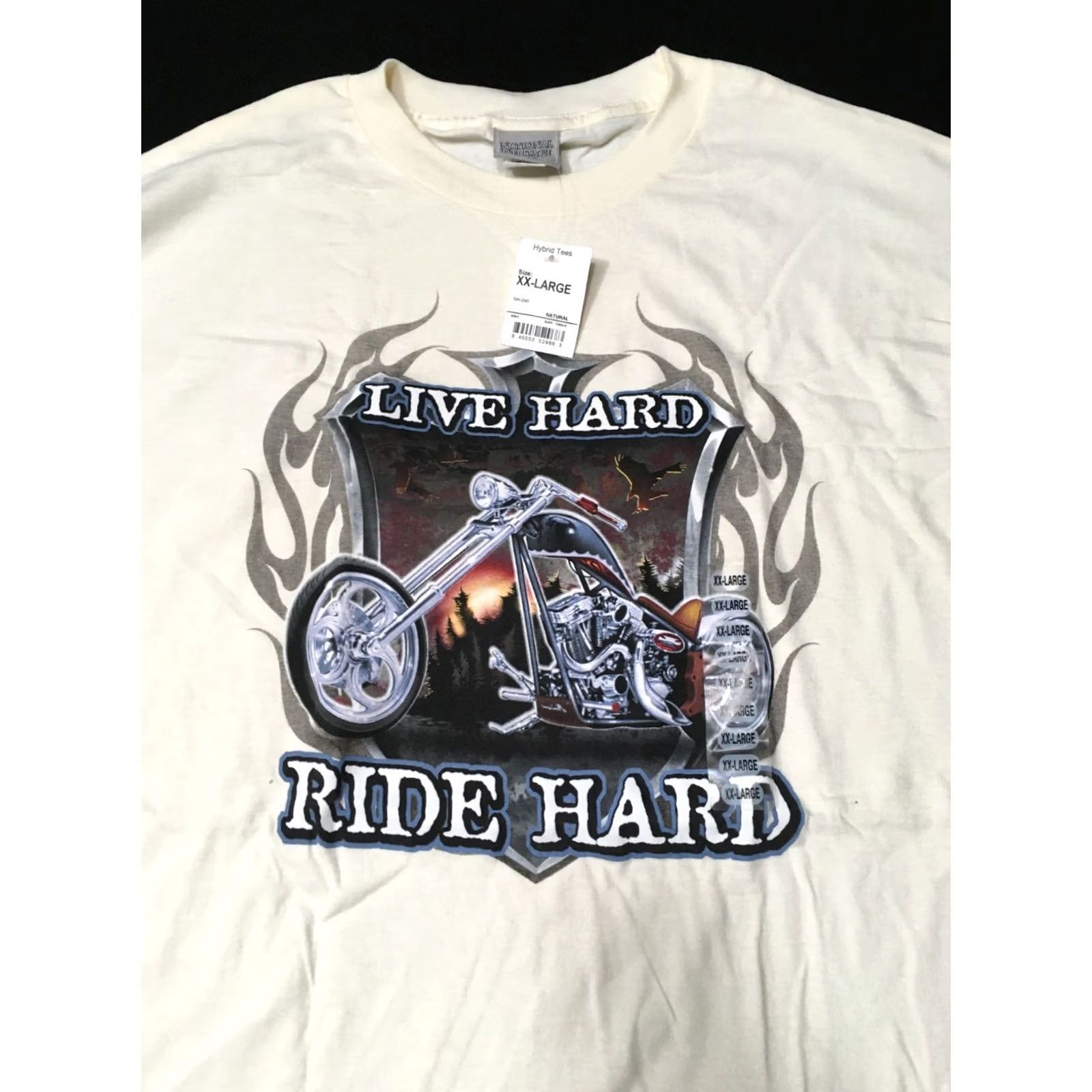 Vintage National Heritage Live Hard Ride Hard Graphic T Shirt XXL White Tee new w/ tags Size US XXL / EU 58 / 5 - 2 Thumbnail