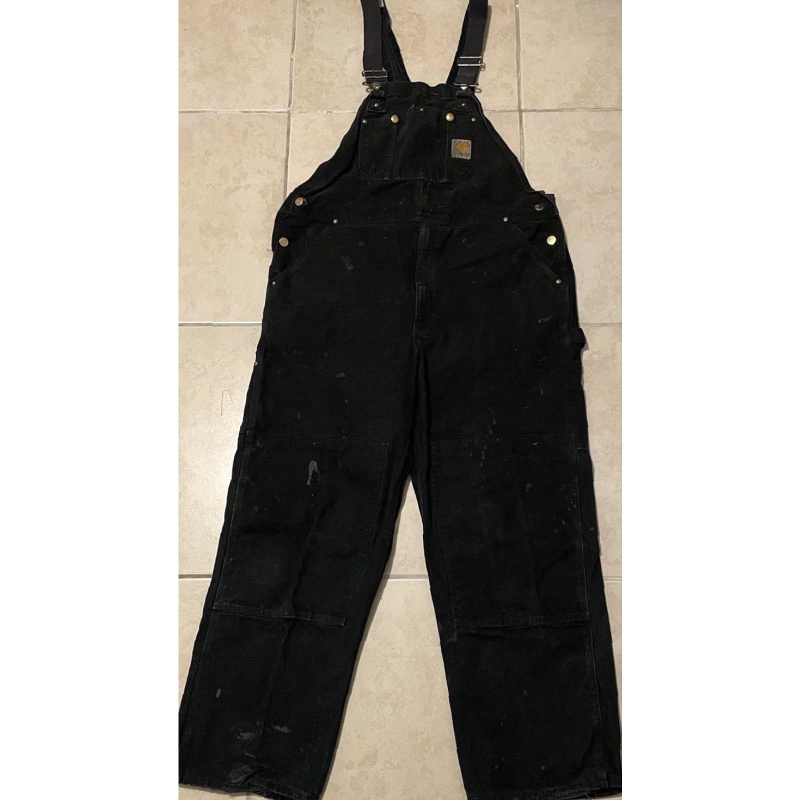 Carhartt VINTAGE Carhartt Overalls Jeans 40/29 Black Distressed Double Knee 80s 90s Grunge Trucker Punk Skate Workwear Mens Size US 40 / EU 56 - 2 Thumbnail