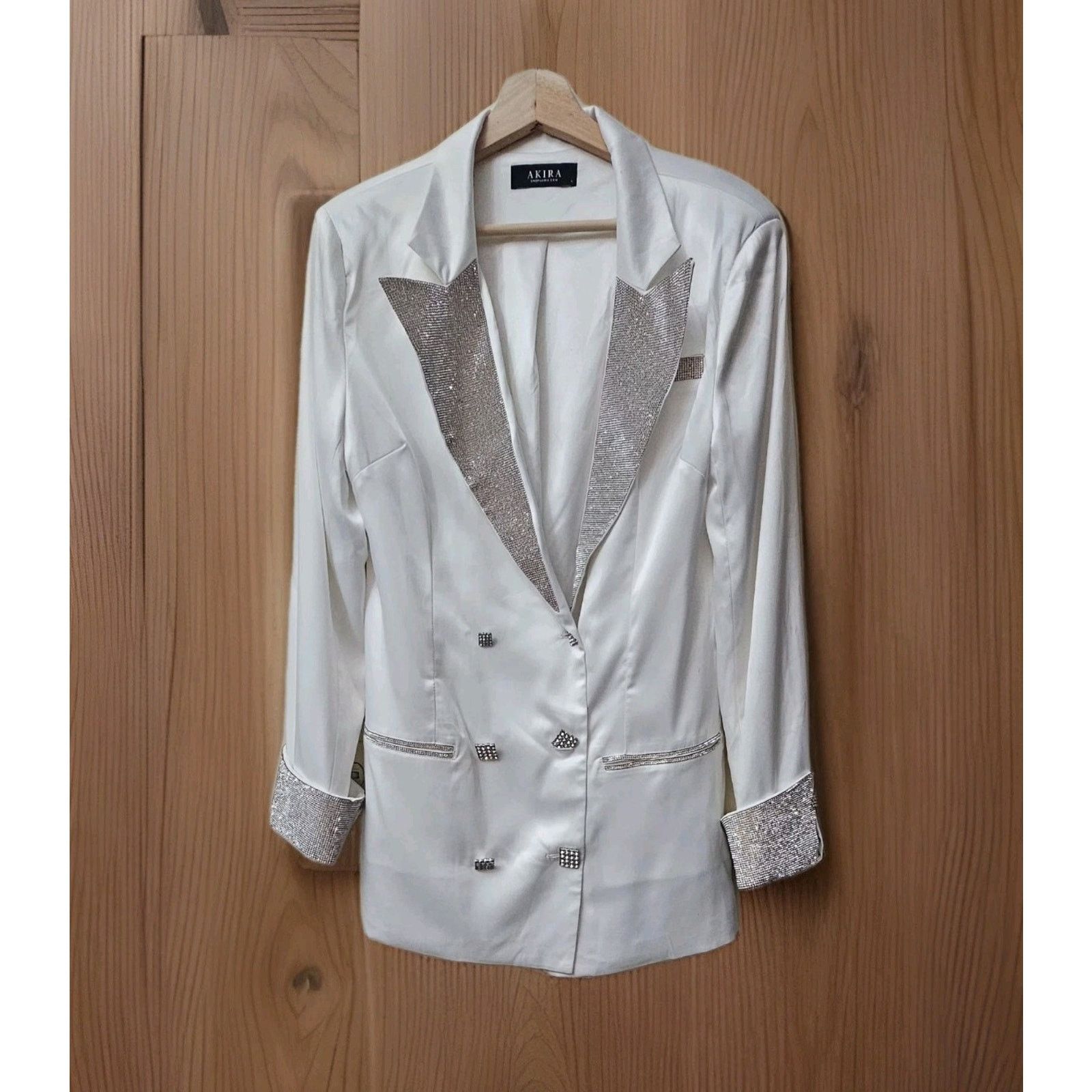 Other AKIRA Embellished Beaded Rhinestone Button Plazer Jacket L Size L / US 10 / IT 46 - 1 Thumbnail