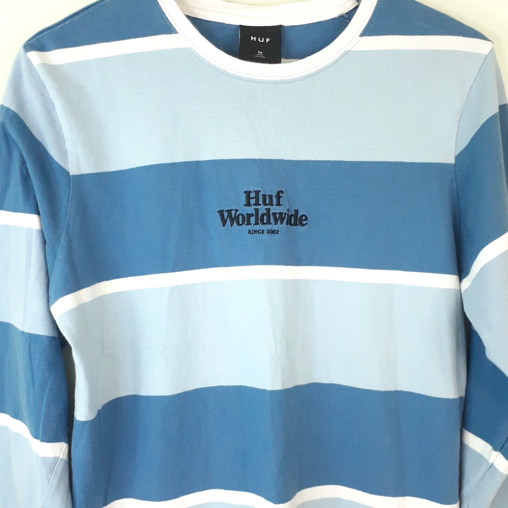 Huf HUF Worldwide Long Sleeve Striped T-Shirt Mens Medium Blue Size US S / EU 44-46 / 1 - 2 Thumbnail